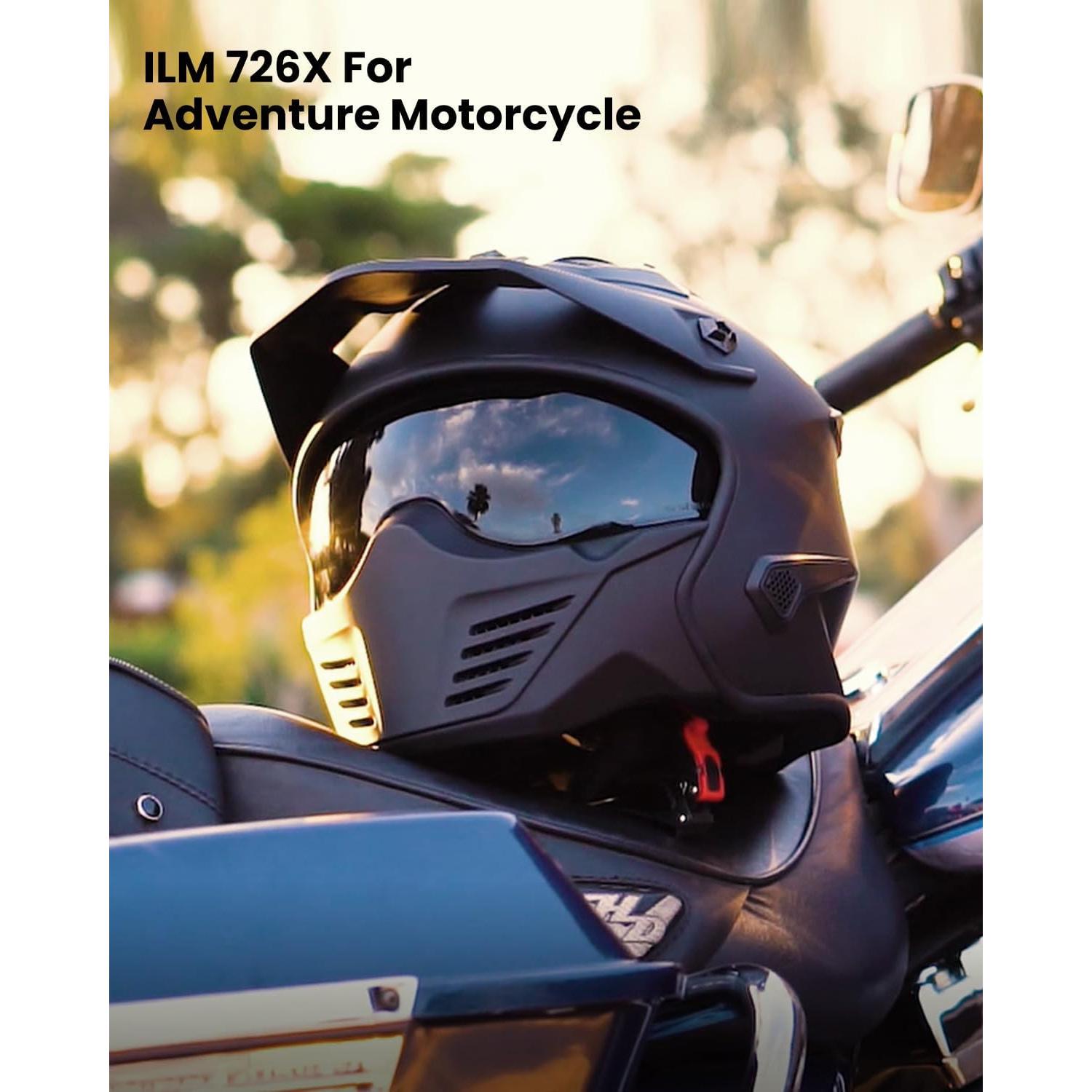 Casco Abierto ILM 726X Negro Mate XL para Motocicleta