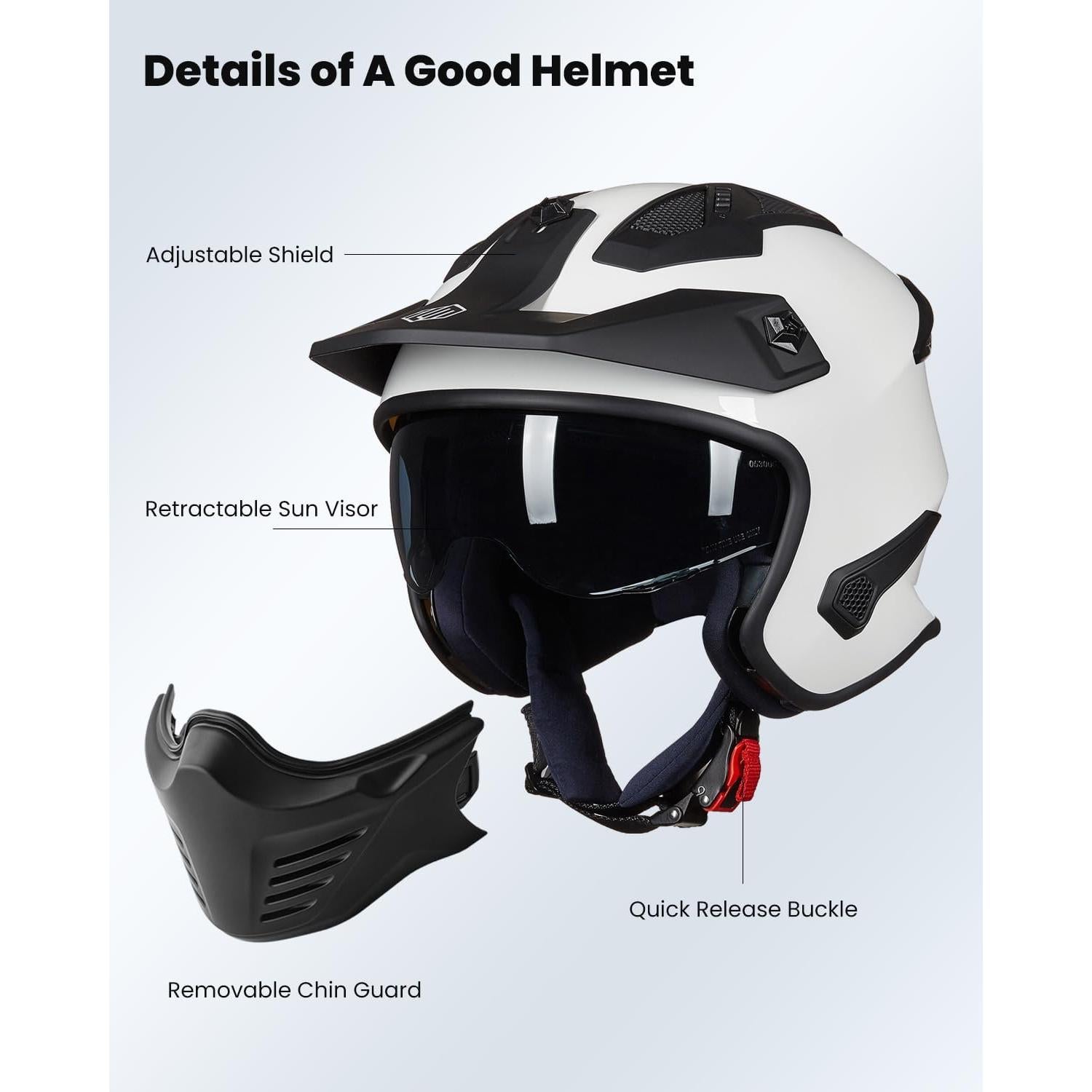 Casco Abierto ILM 726X para Motocicleta Blanco S