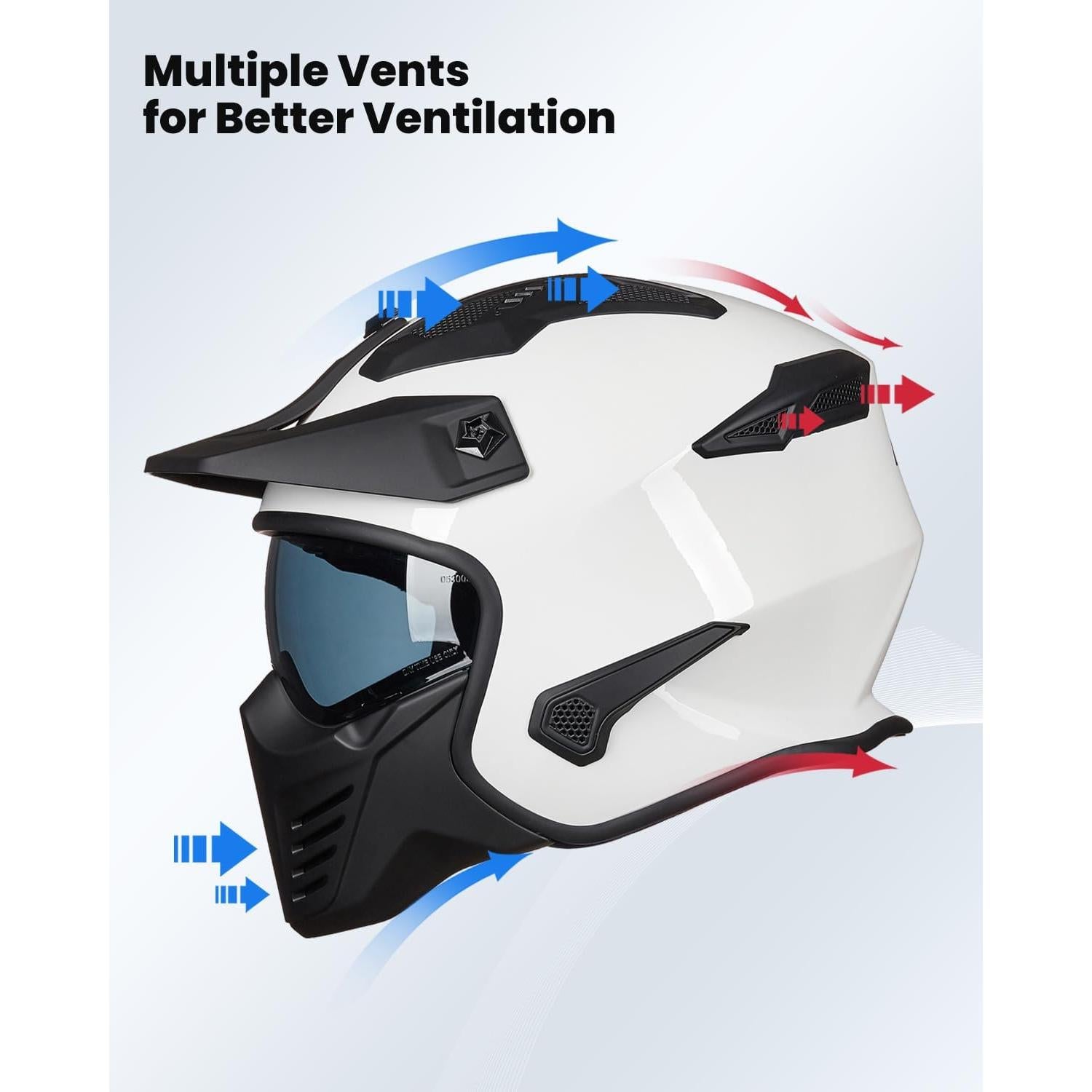 Casco Abierto ILM 726X para Motocicleta Blanco S
