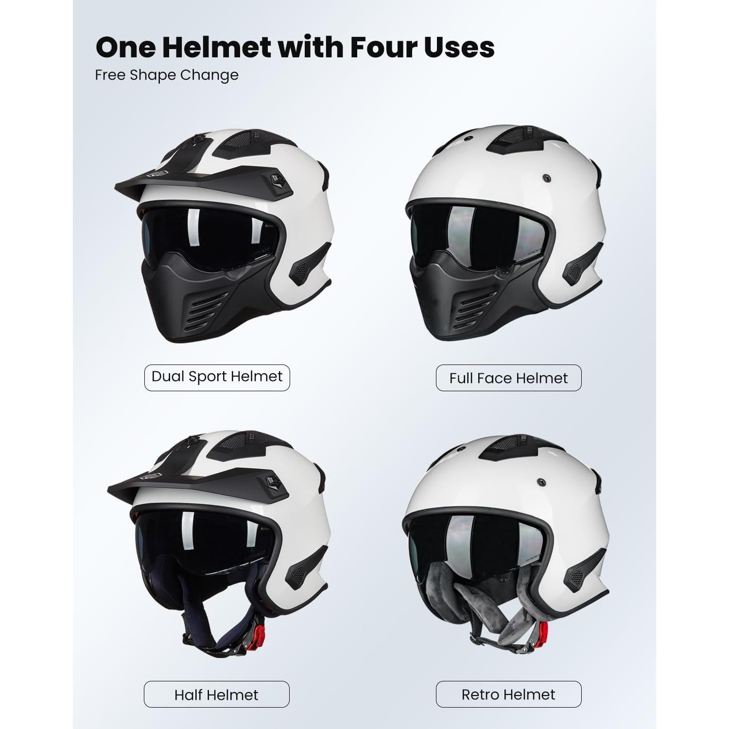 Casco Abierto ILM 726X para Motocicleta Blanco XL