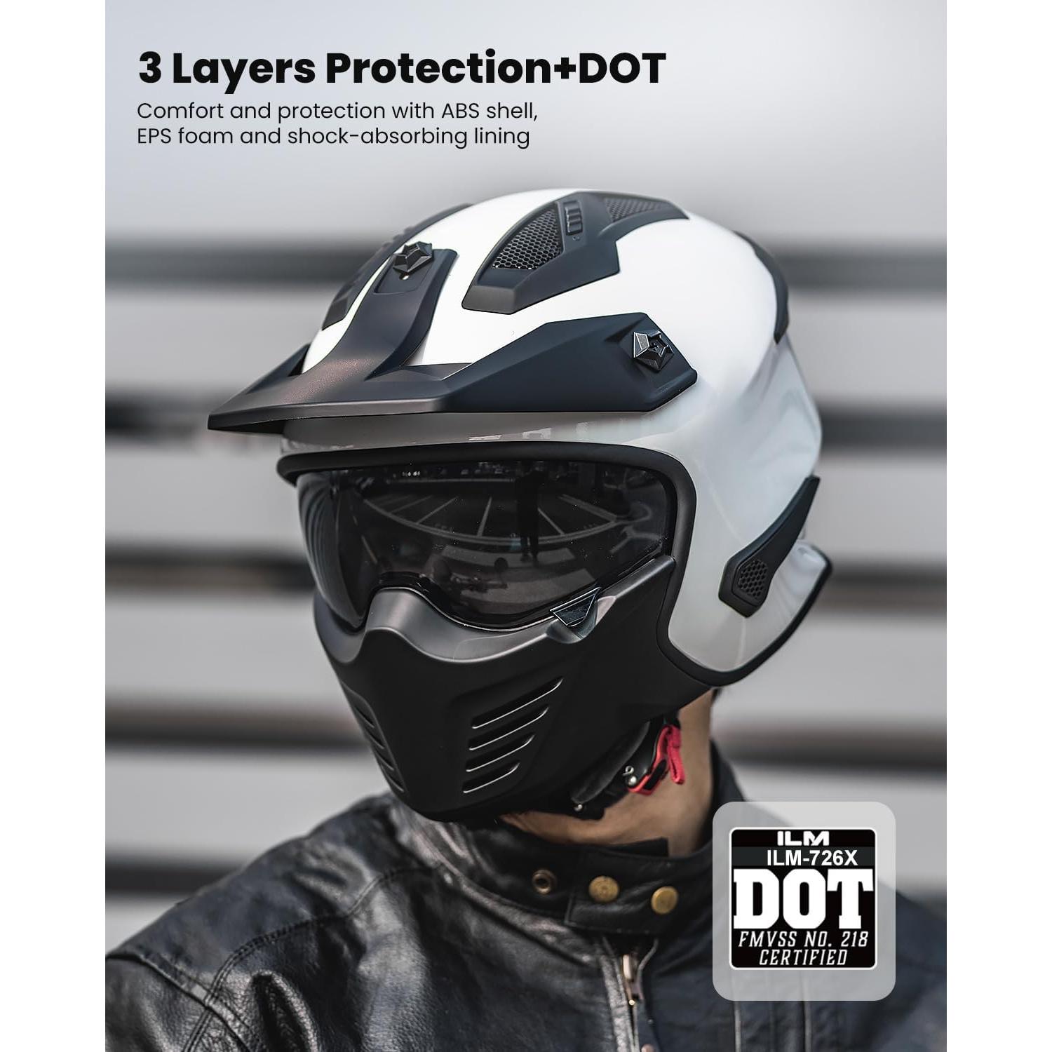 Casco Abierto ILM 726X para Motocicleta Blanco XL