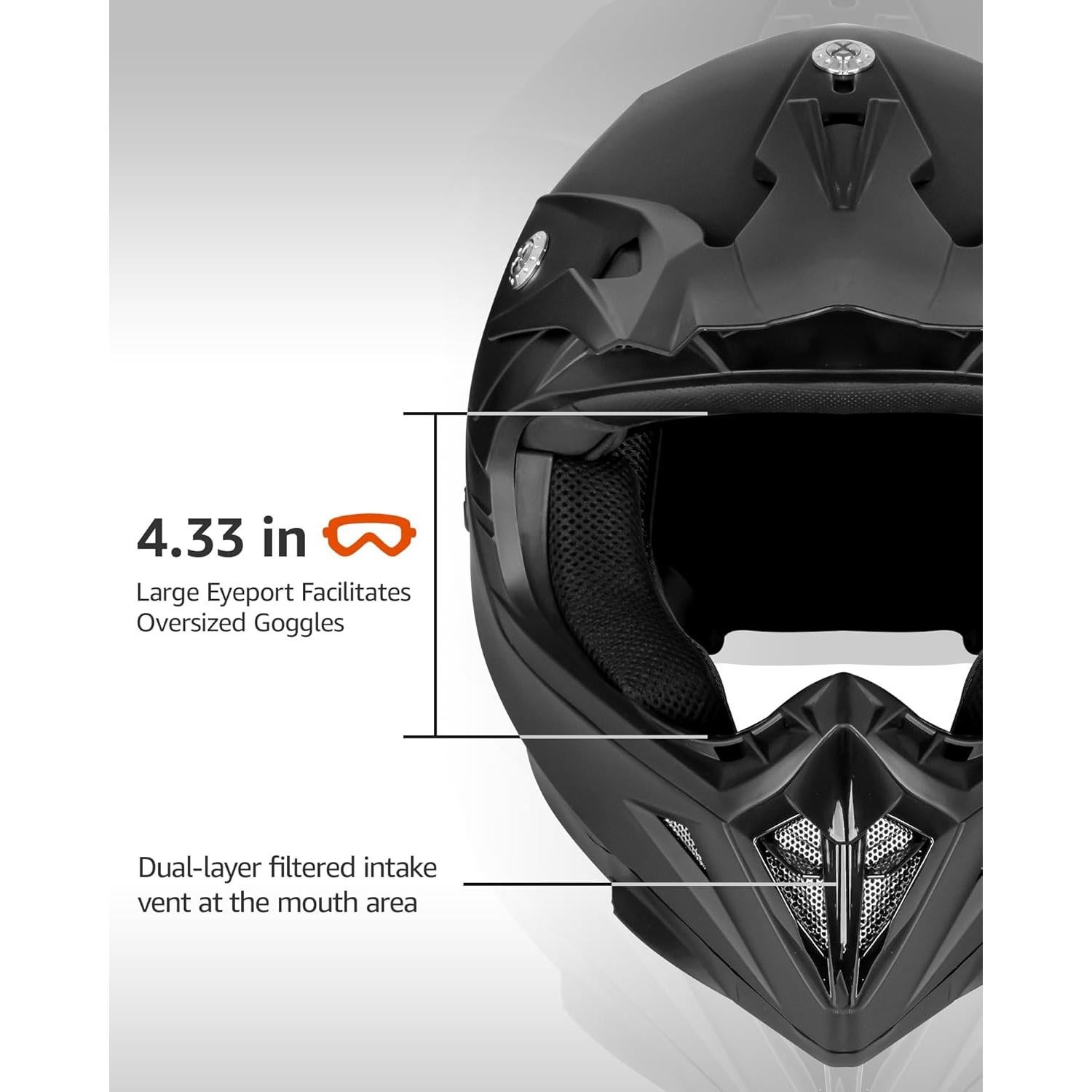 Casco YEMA YM-915 para Motocicleta Negro Mate 1.27 kg