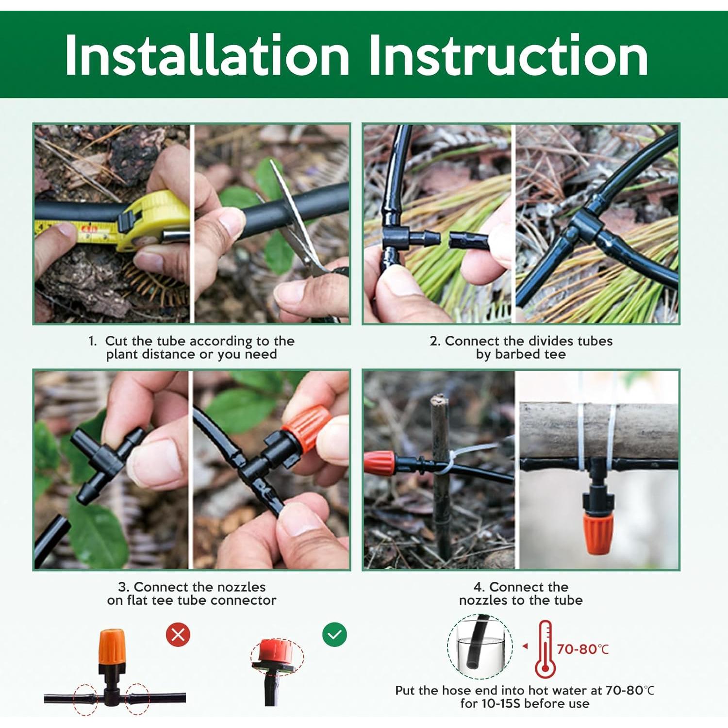 Kit de riego por goteo ASPULU 70 m 221 piezas con nebulización