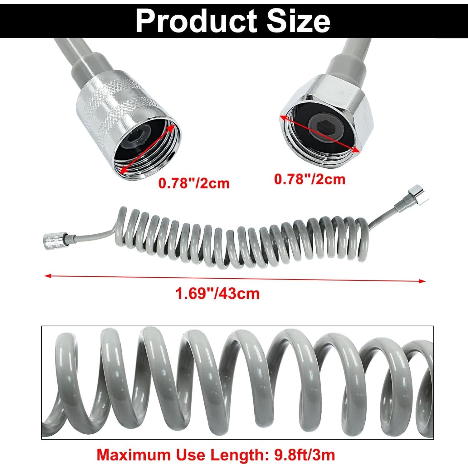 Manguera de Bidet Flexible Coufce 3m Gris PU Acero Inoxidable