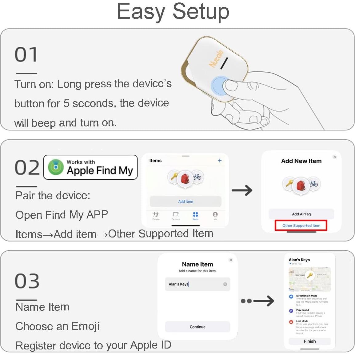 Localizador de Llaves Nutale AirPro Bluetooth iOS Negro