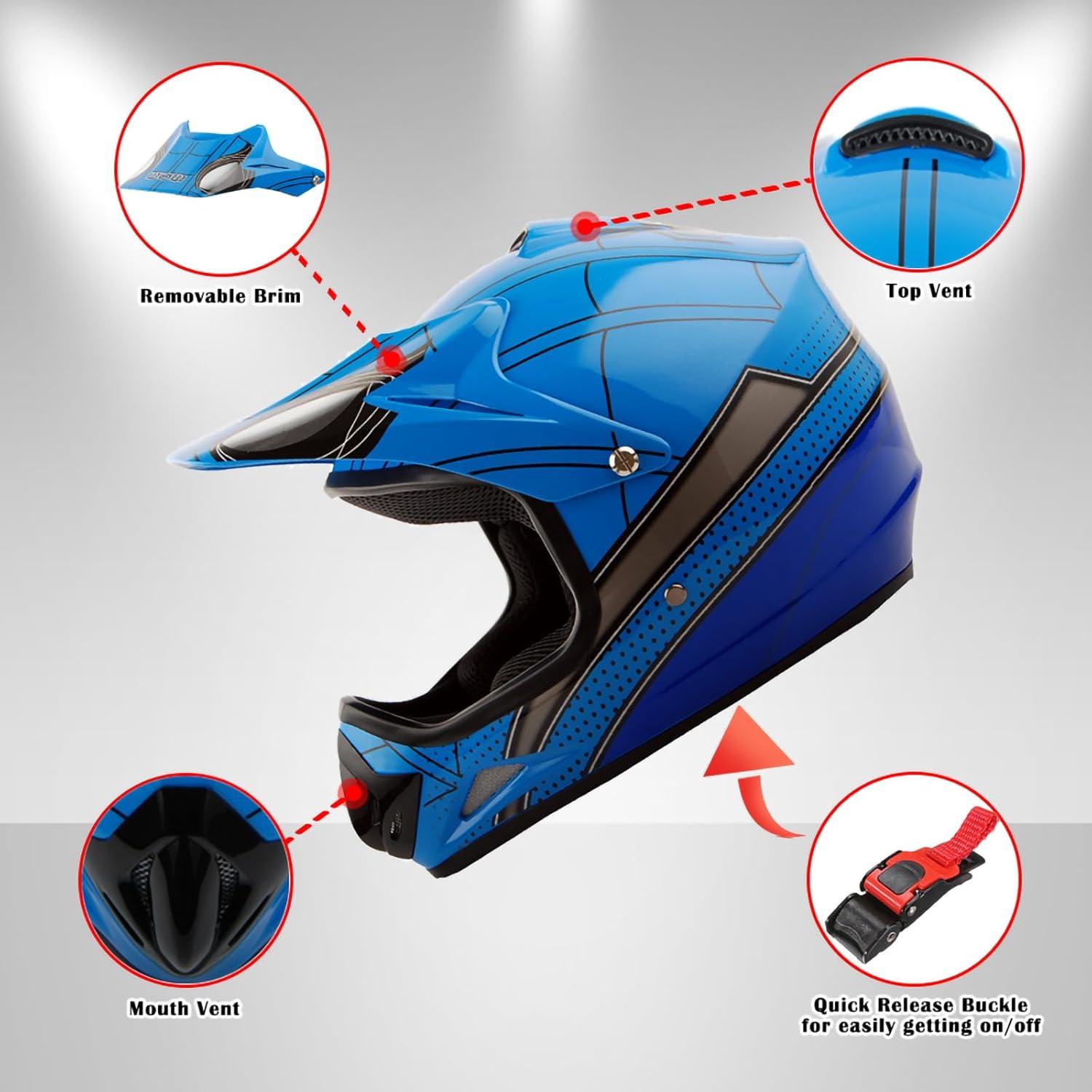 Casco MX WOW HJOY D Paquete + Gafas y Guantes Juvenil