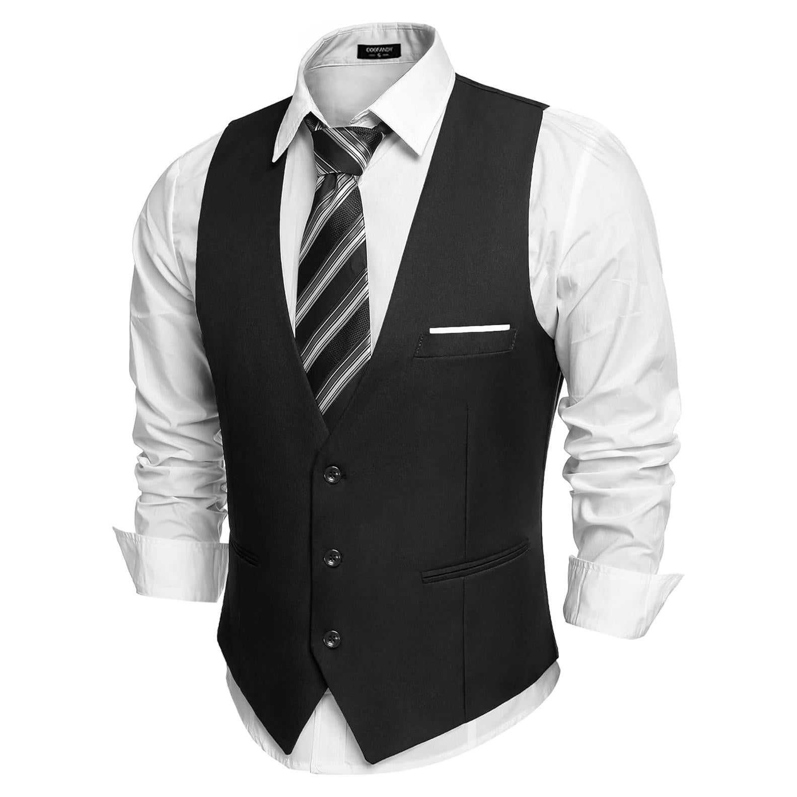 Chaleco Formal Slim Fit Hombre COOFANDY Negro Cuello V
