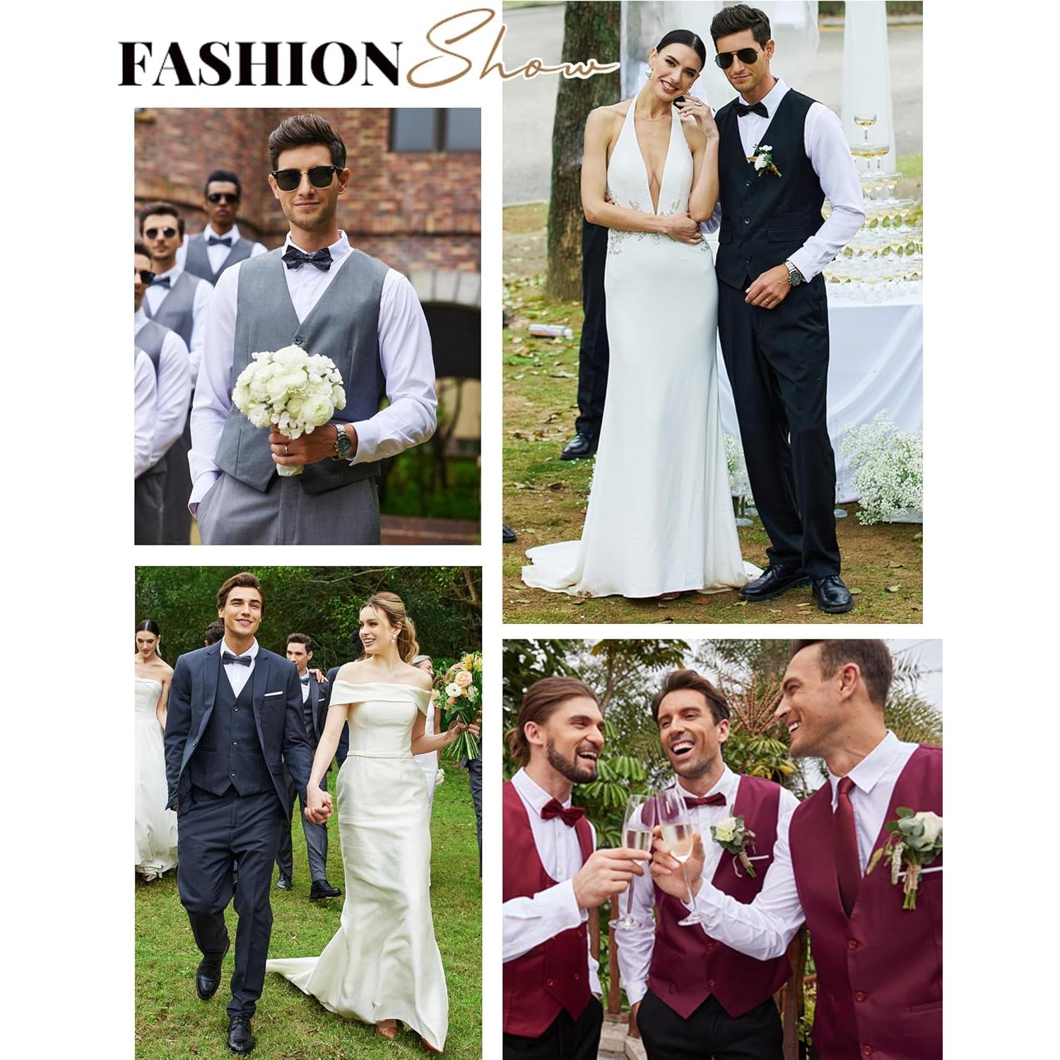 Chaleco Formal Slim Fit Hombre COOFANDY Negro Cuello V