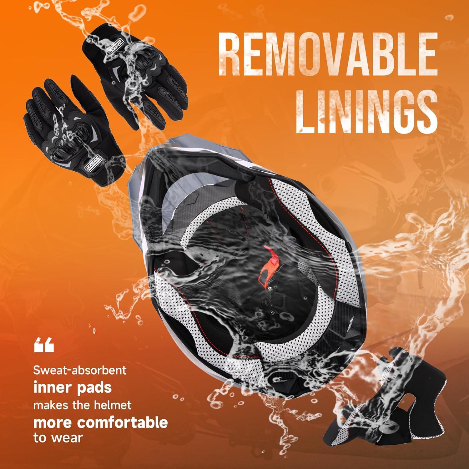 Casco OUMURS HD-806 ATV Adulto con Guantes y Gafas