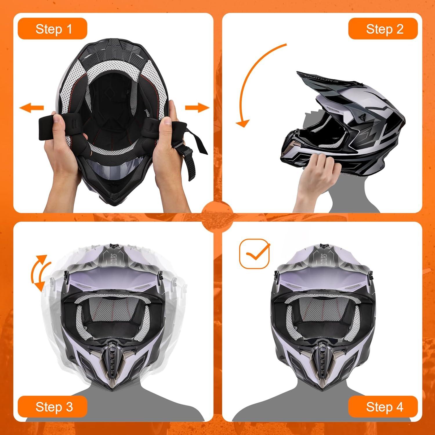 Casco OUMURS HD-806 ATV Adulto con Guantes y Gafas