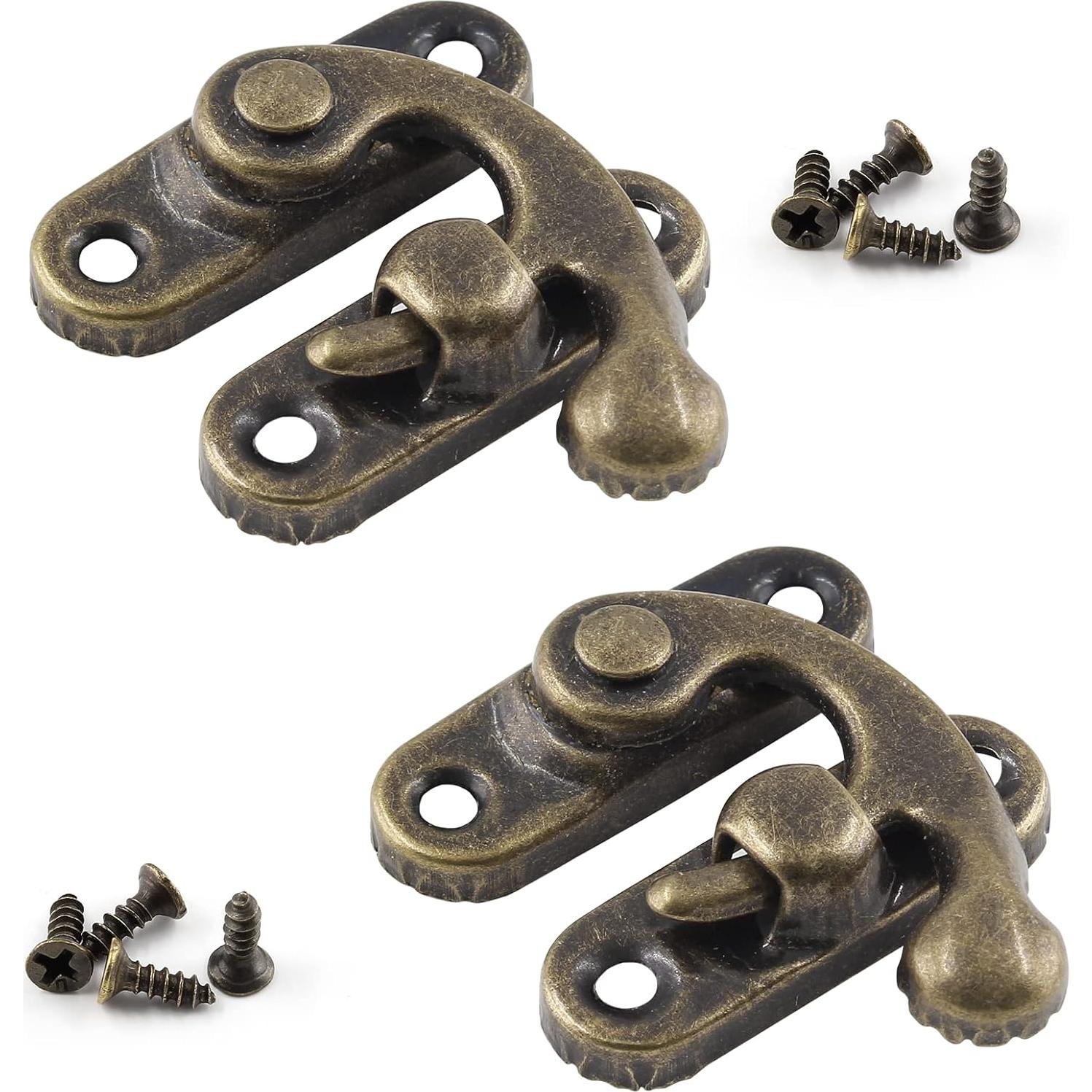 Biaungdo 5pcs Retro Vintage Style Swing Bag Clasp Closure Lock Latch for Furniture Wooden Box Jewelry Case Bronze Tone,Style 3