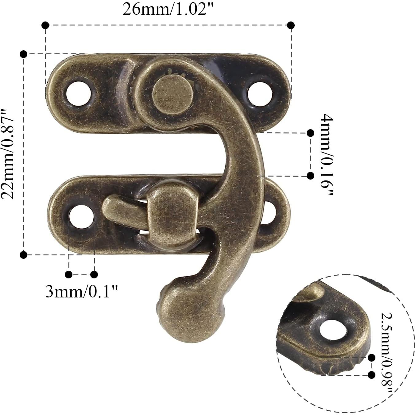 Biaungdo 5pcs Retro Vintage Style Swing Bag Clasp Closure Lock Latch for Furniture Wooden Box Jewelry Case Bronze Tone,Style 3