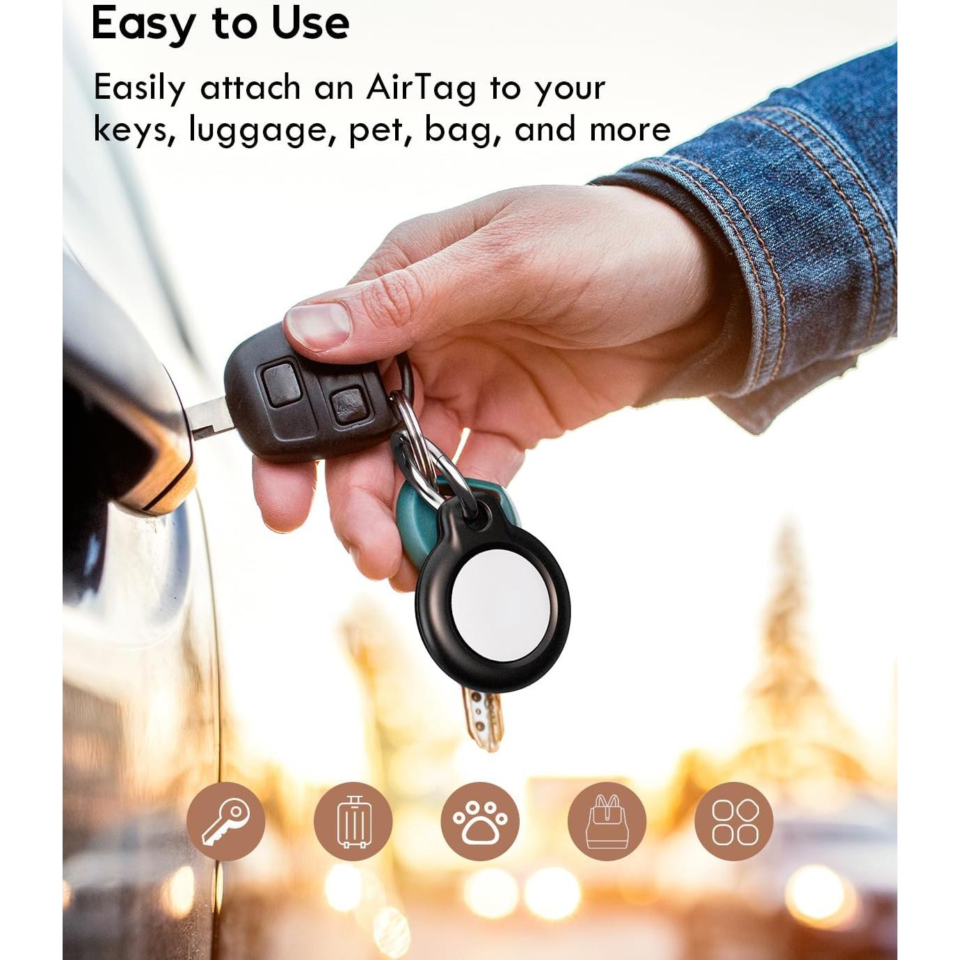 Paquete de 4 fundas protectoras para AirTag Eralierk - Negro