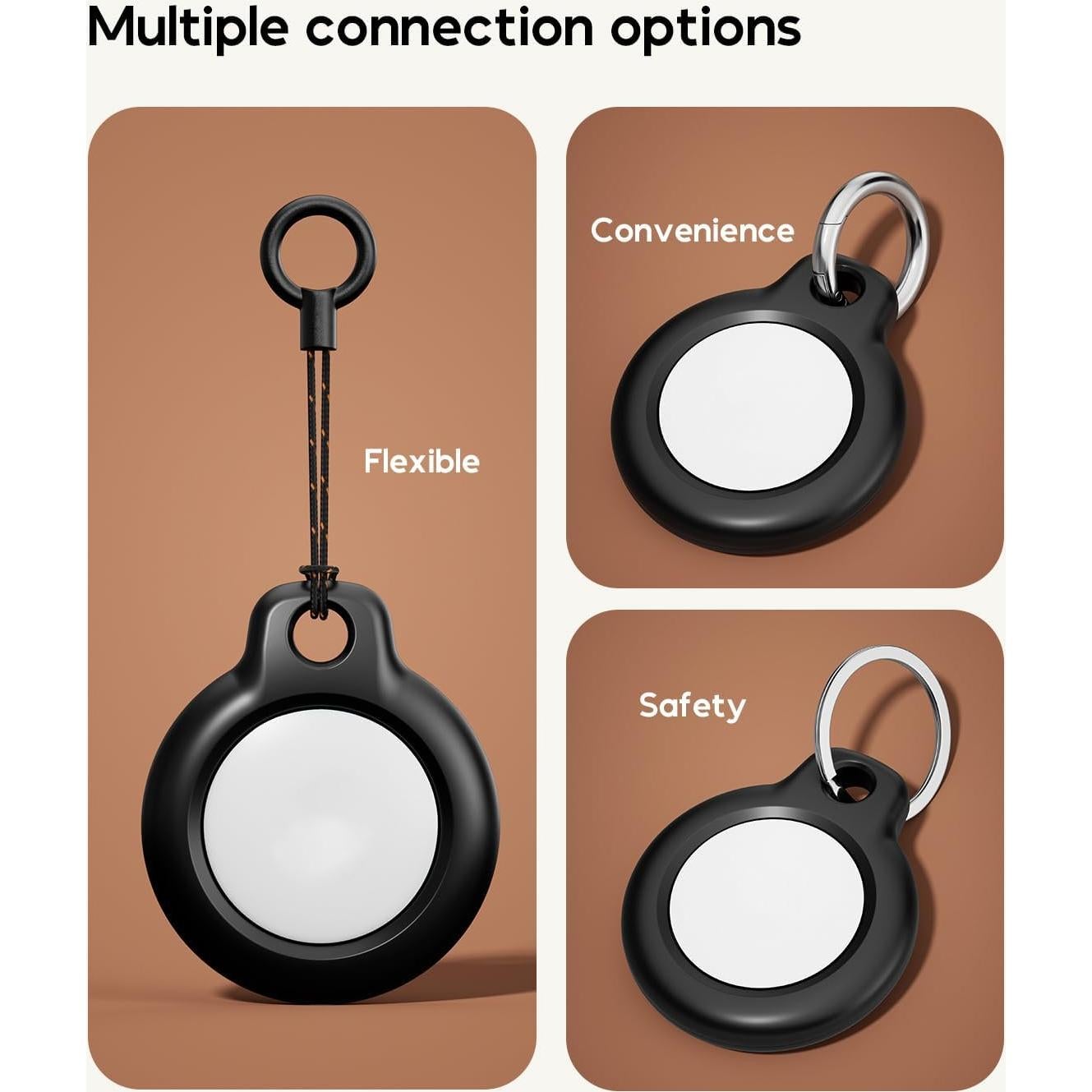 Paquete de 4 fundas protectoras para AirTag Eralierk - Negro