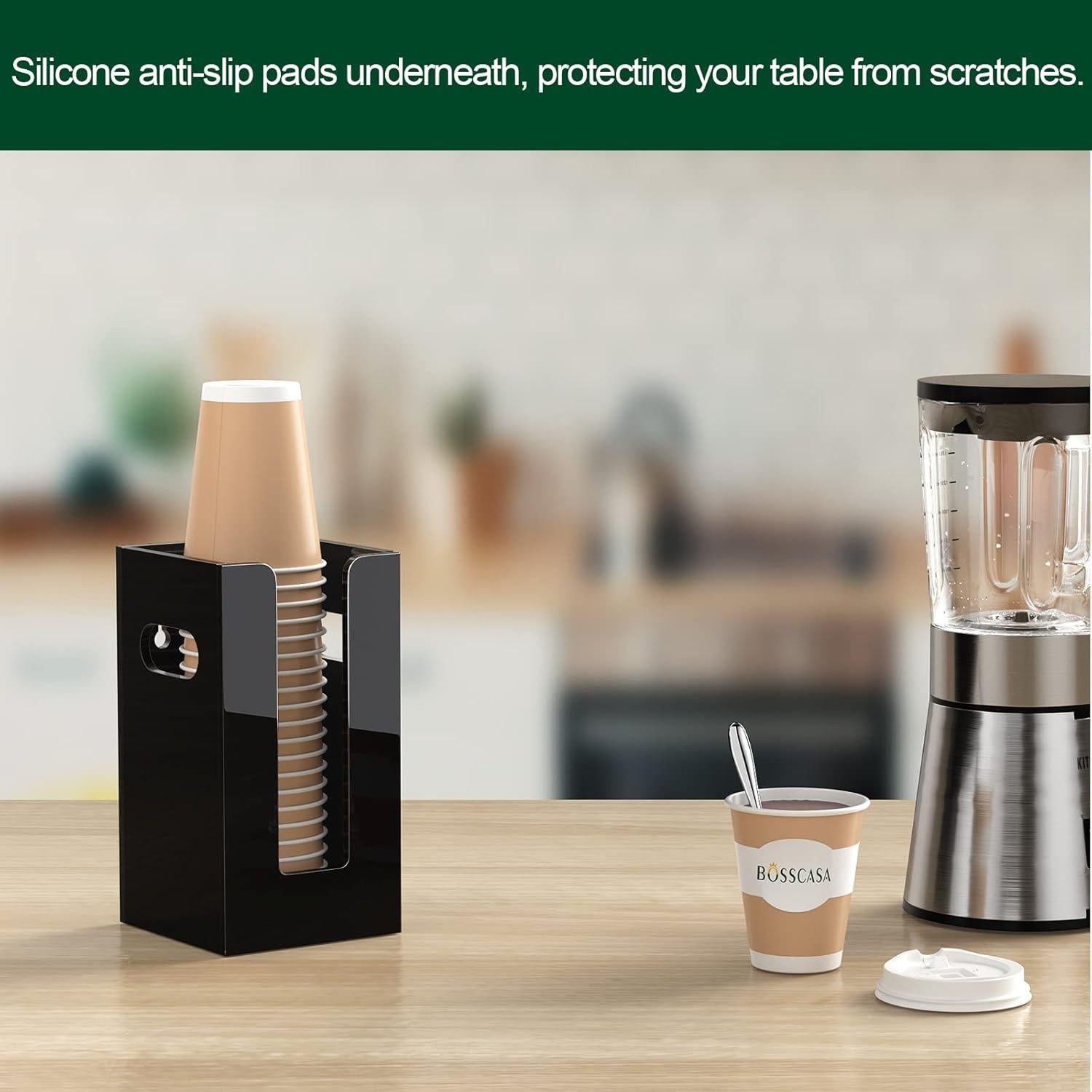 Dispensador de Tazas Desechables Bosscasa Negro 1 Compartimento