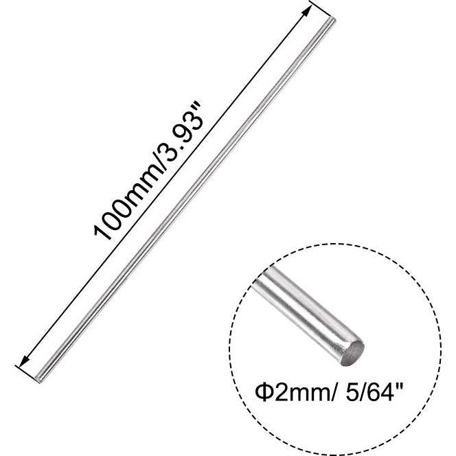 Varilla Redonda Sólida Acero Inoxidable 304 Uxcell 2mm 100mm - 5pcs