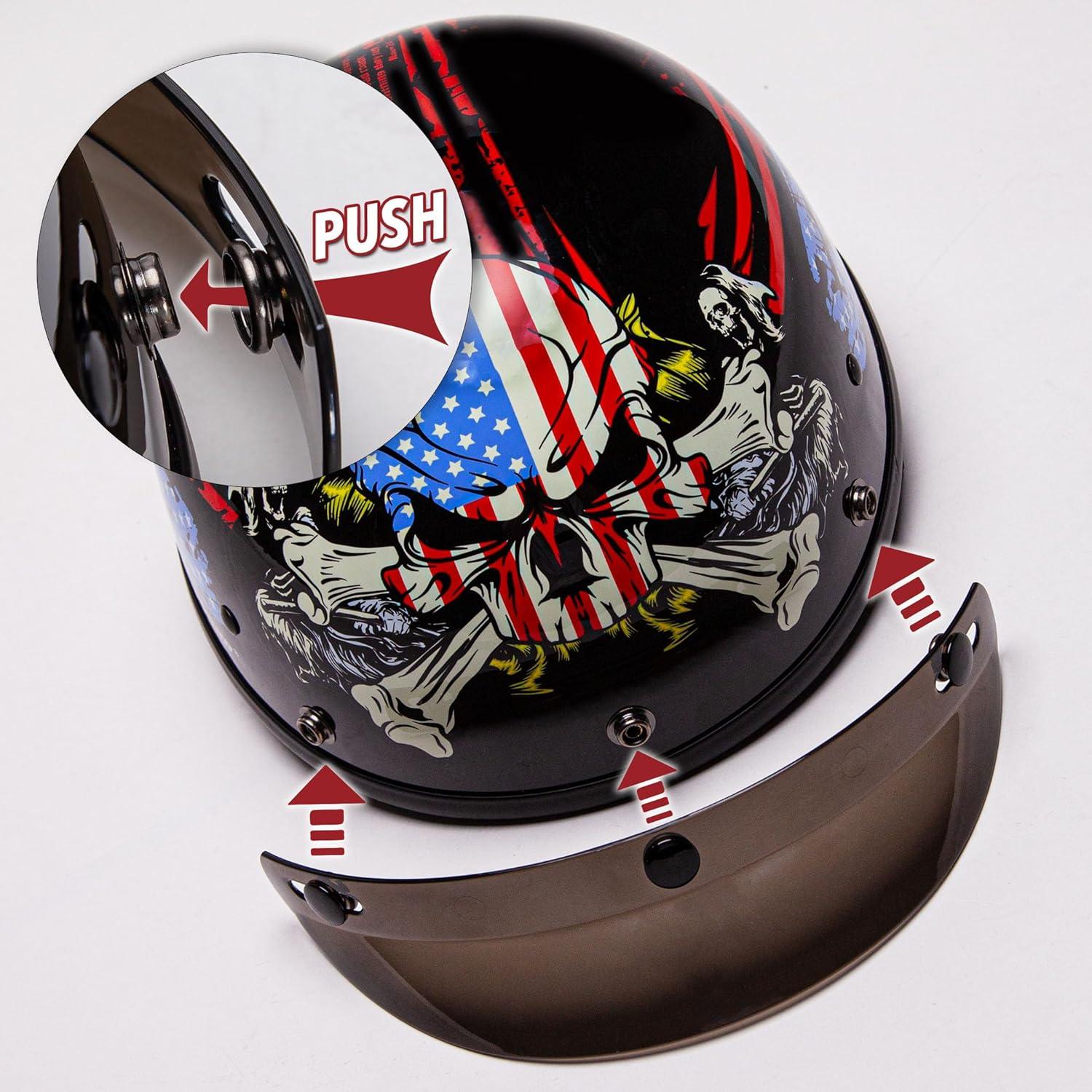 Casco Medio Rostro CARTMAN CM-808AFL Calavera Americana