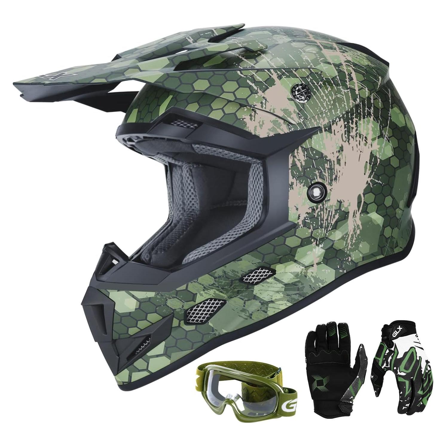 Casco GLX GX623 para ATV/Moto Joven - Camo - Pequeño