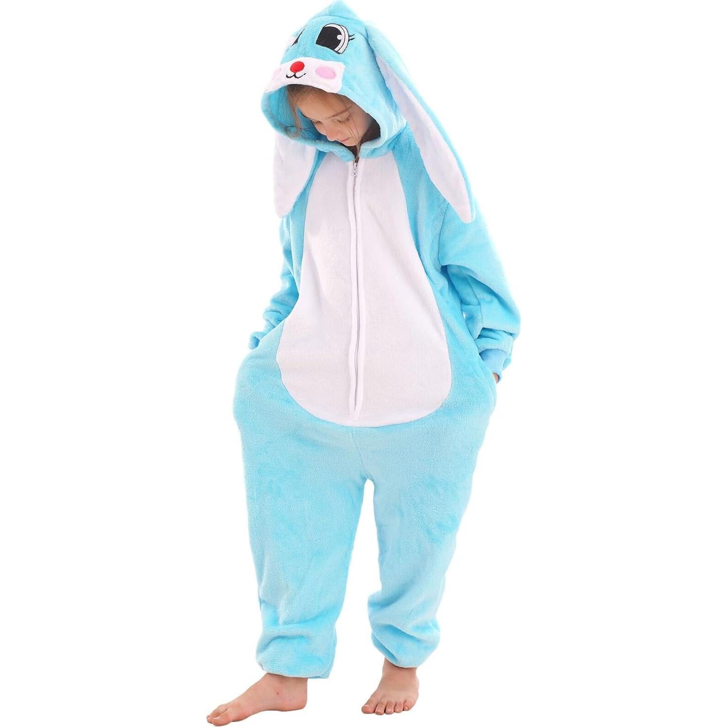 Disfraz Onesie Conejo para Niños 4T Azul - Cálido y Cómodo