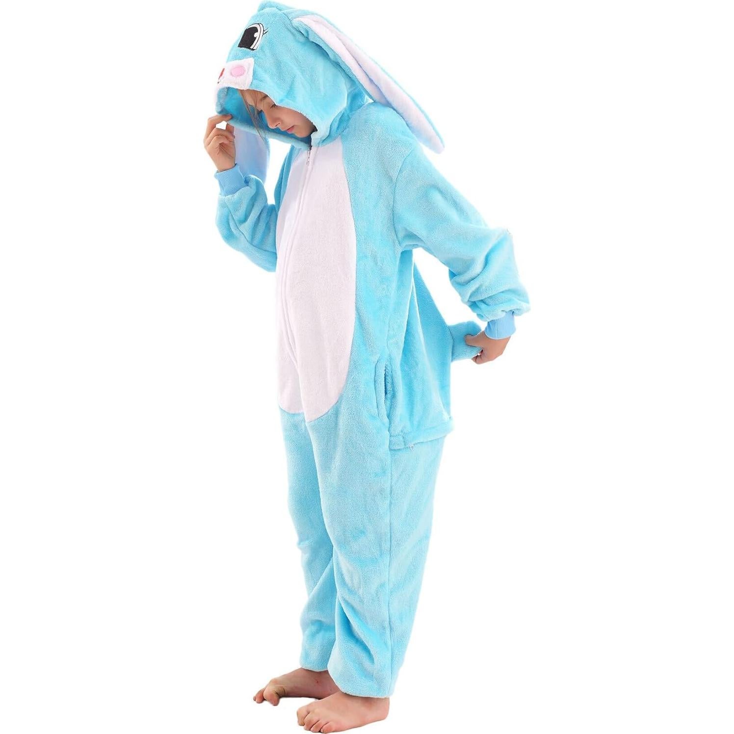 Disfraz Onesie Conejo para Niños 4T Azul - Cálido y Cómodo