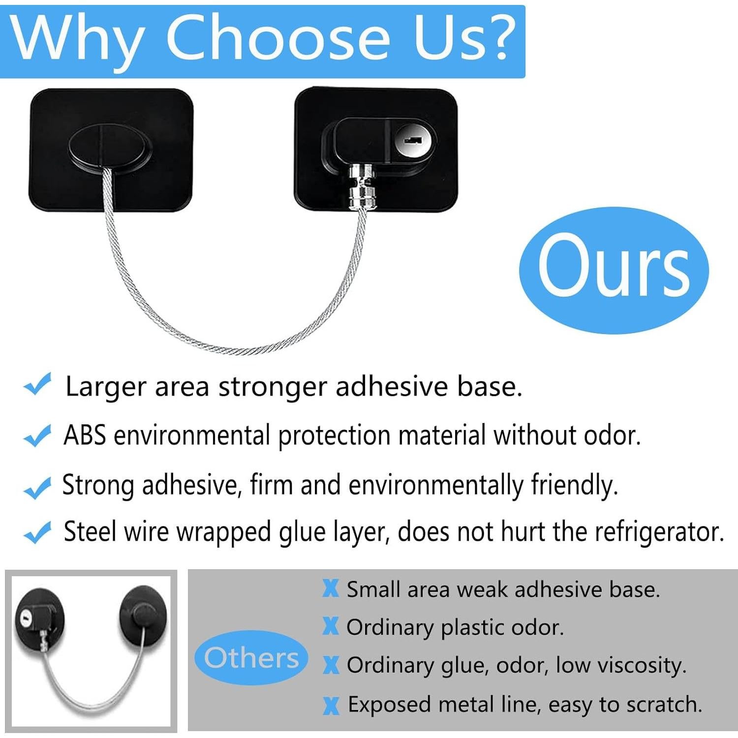 Cerraduras de Refrigerador YEYA para Niños 2 Piezas Negro