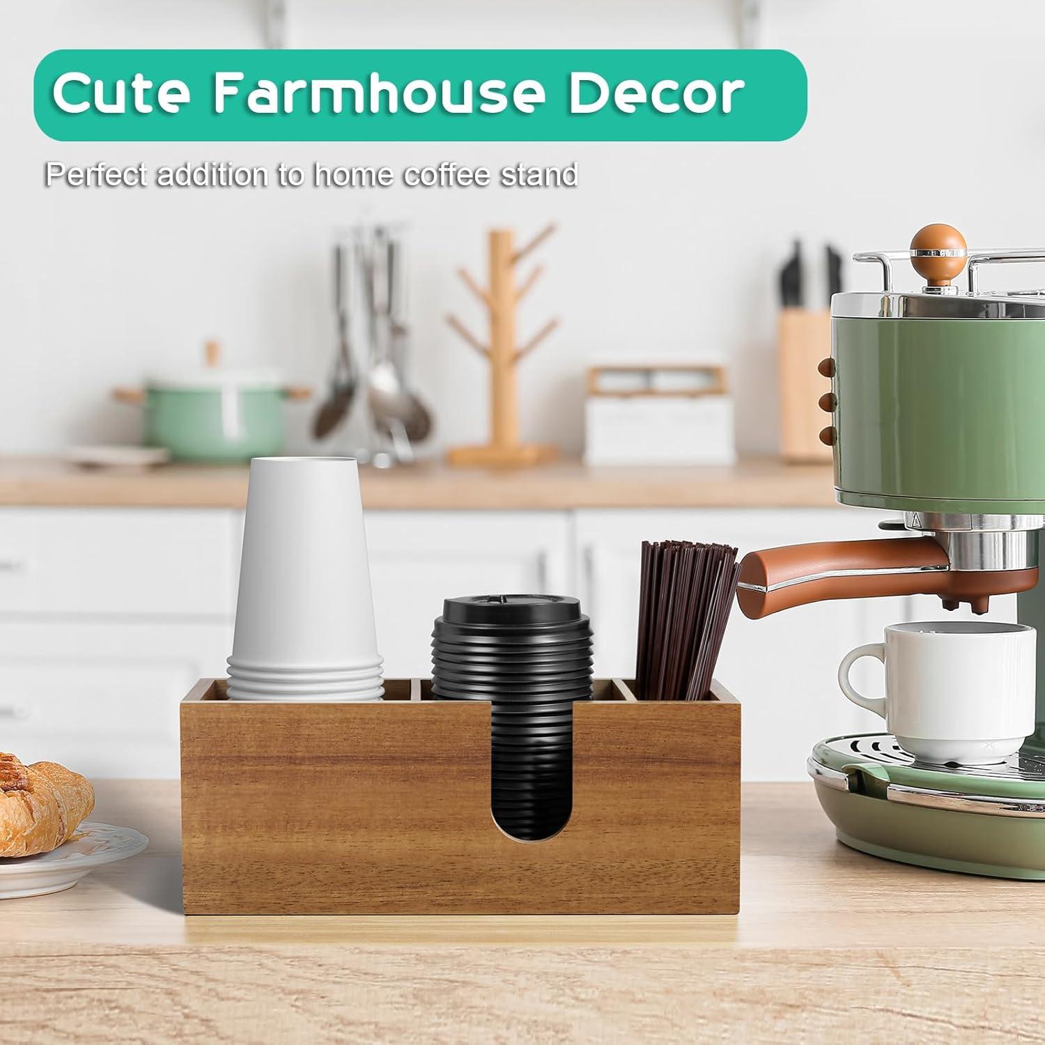 Soporte Organizador de Tazas ALELION de Madera de Acacia 27.7x11.9cm