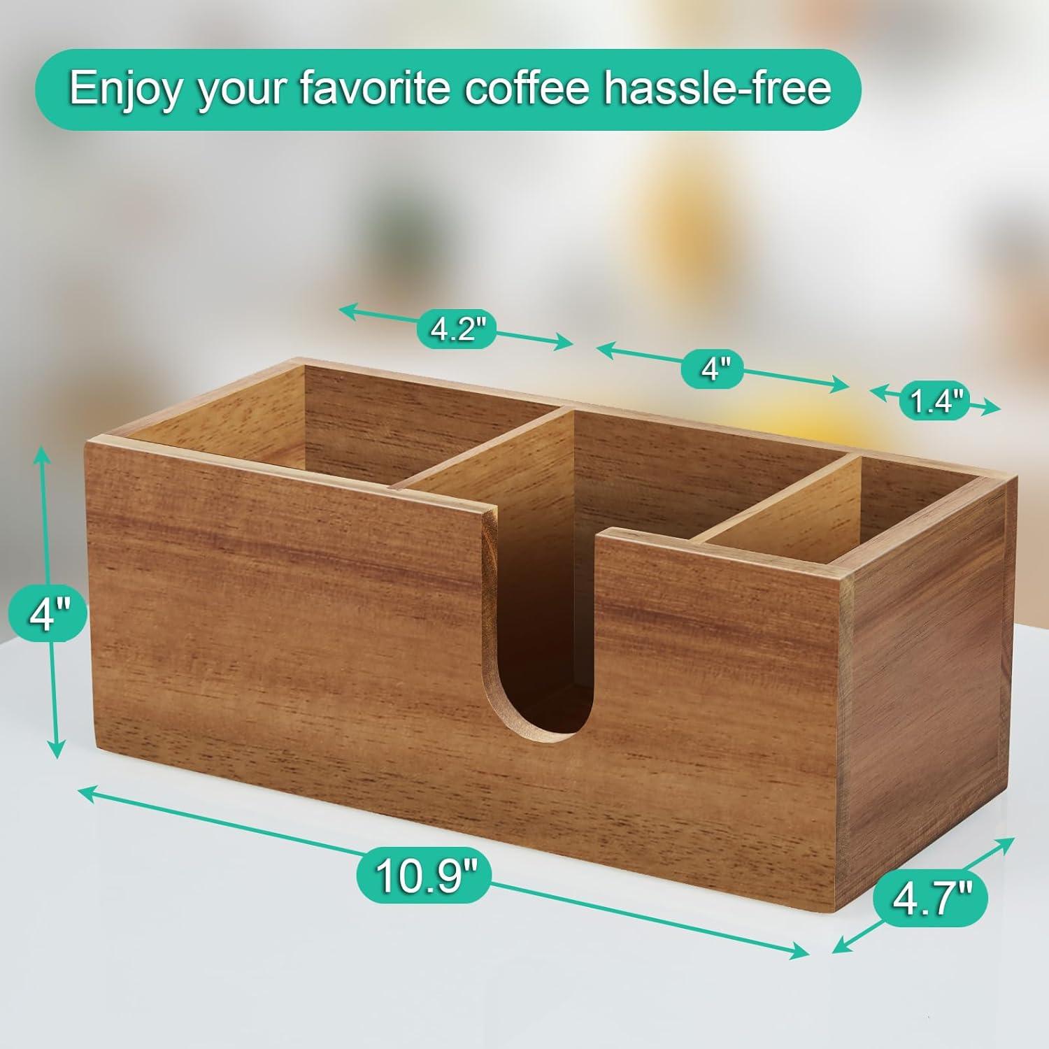 Soporte Organizador de Tazas ALELION de Madera de Acacia 27.7x11.9cm