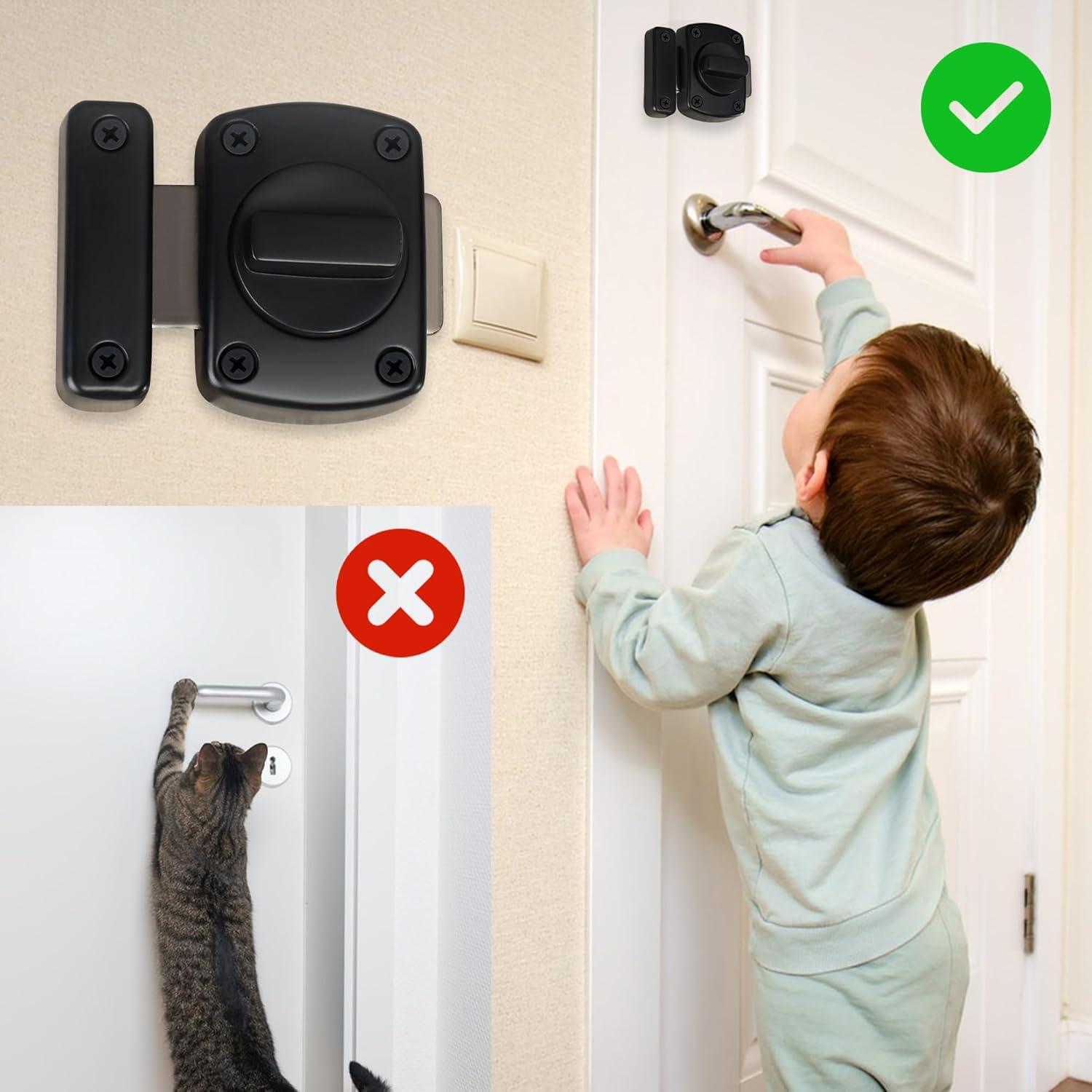 Pestillo Deslizante Alise Negro 2P, Aleación de Zinc, Seguridad