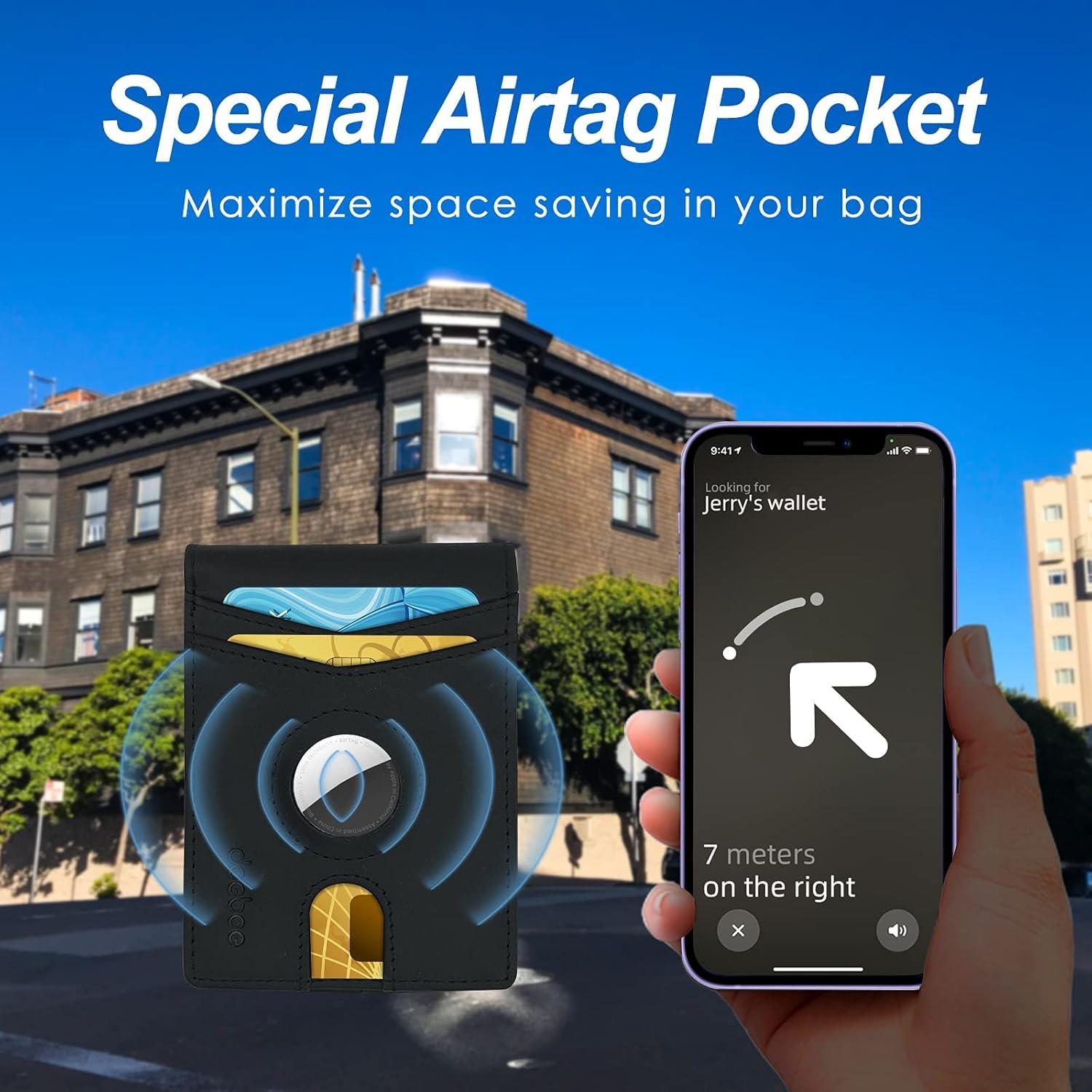 Cartera Airtag Doeboe de Cuero Genuino para Hombre - Bifold