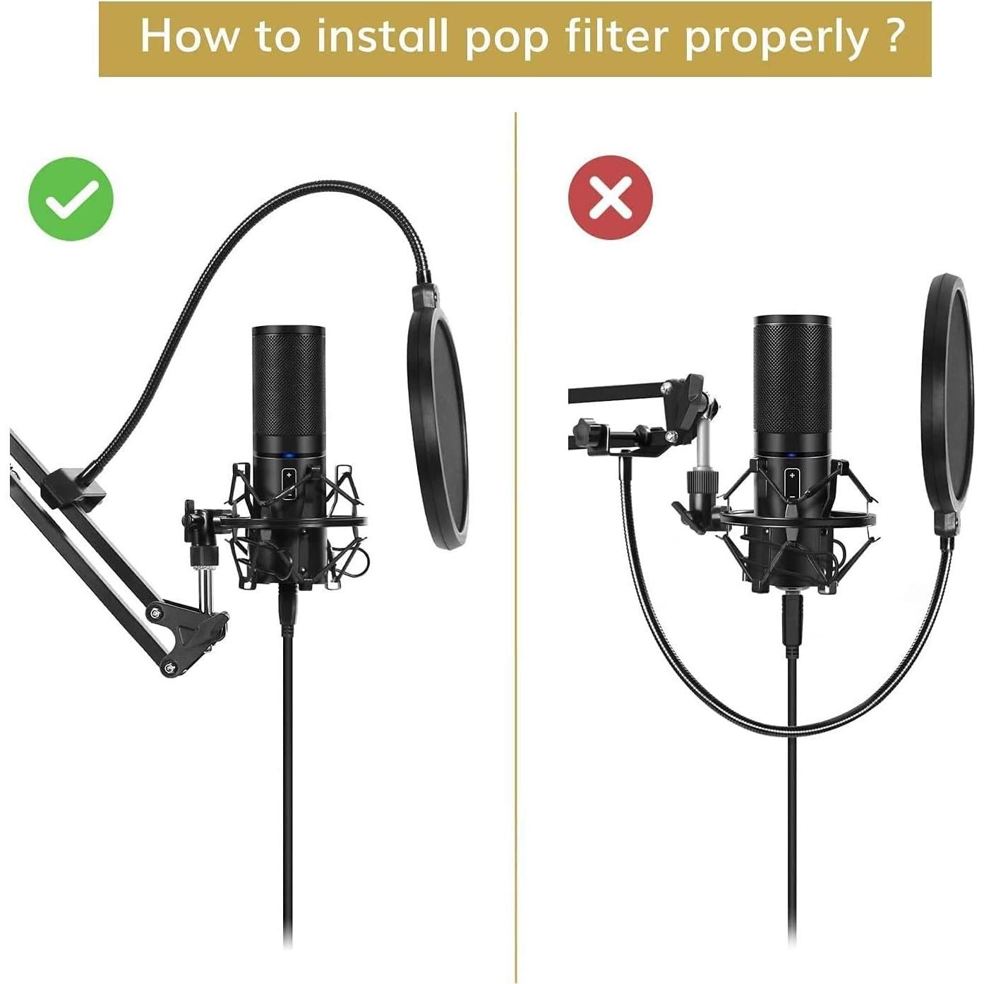 Soporte de Micrófono TONOR T20 Ajustable con Filtro Antipop