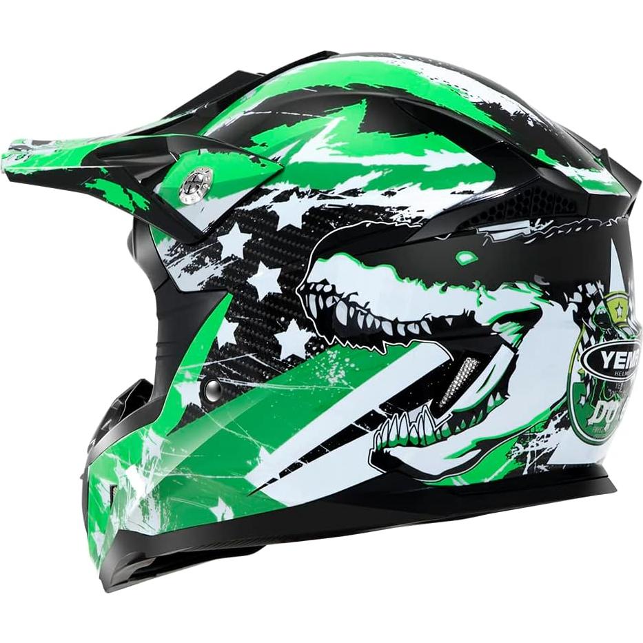 Casco de Motocross YEMA YM-211 Verde Grande para Niños