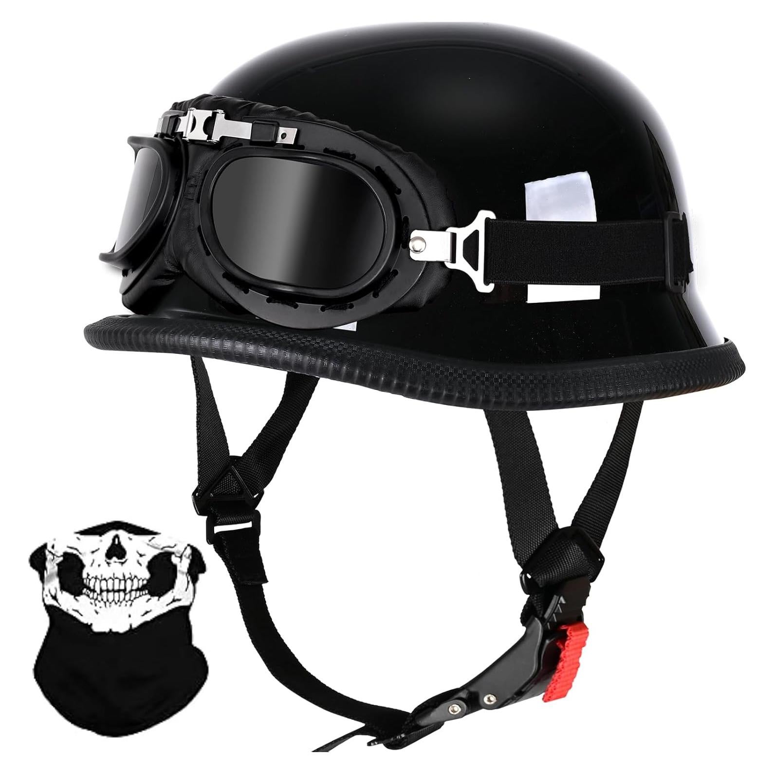 Casco de motocicleta AZGAMES A01 Retro Negro Brillante