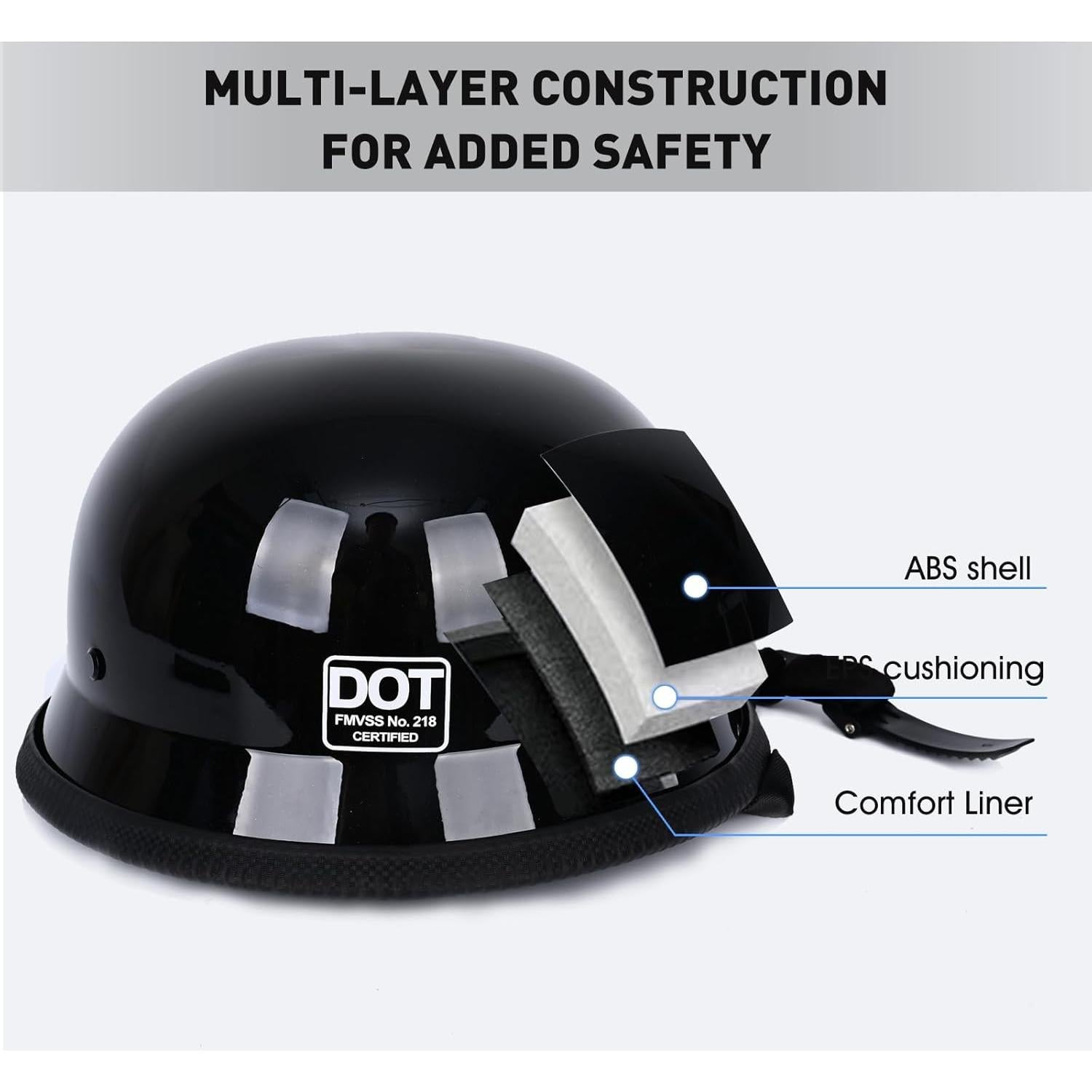 Casco de motocicleta AZGAMES A01 Retro Negro Brillante