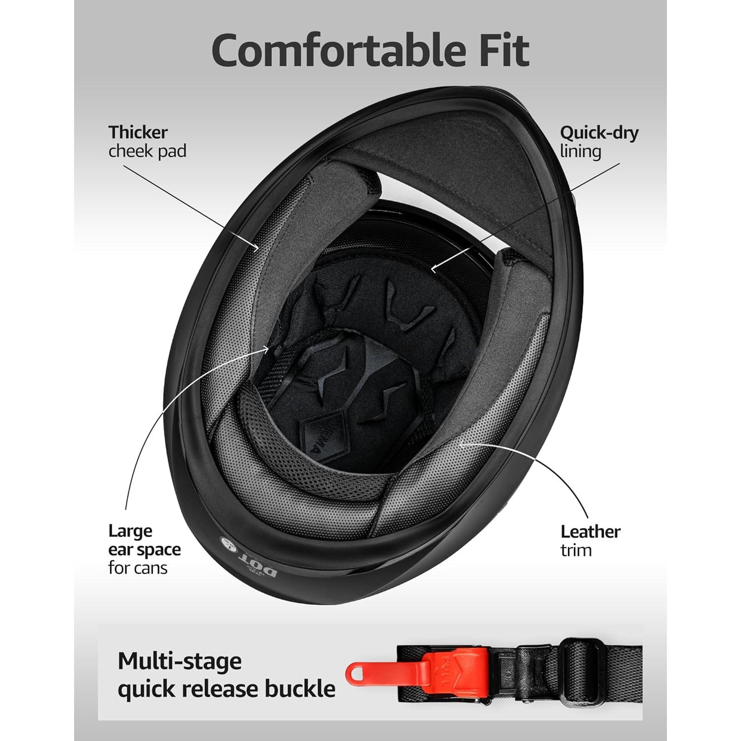 Casco Integral YEMA YM-829 Negro Mate Doble Visera