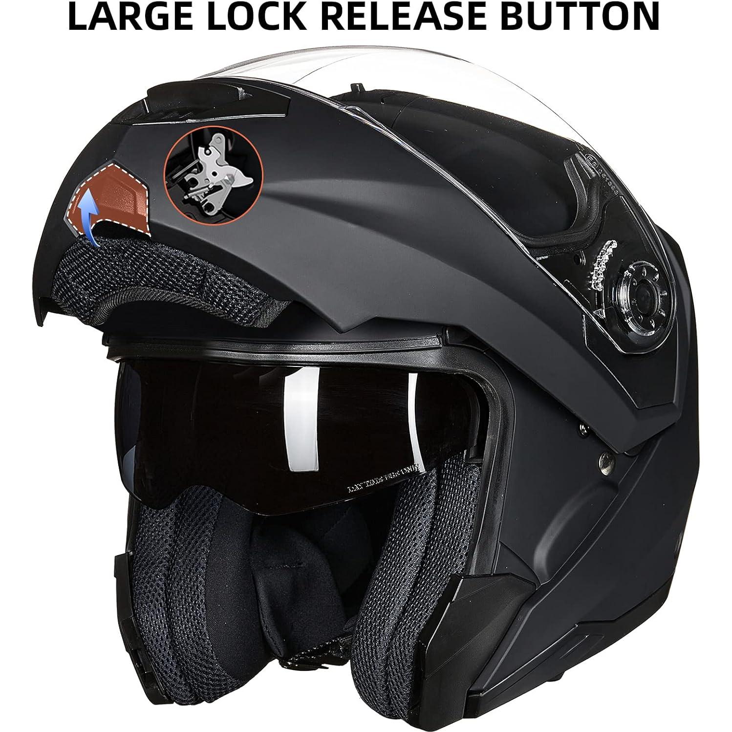 Casco de Moto ILM DP998 Modular Doble Visor Negro X-Large