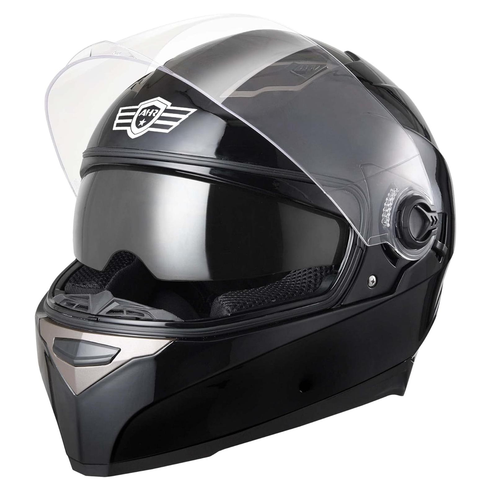 Casco AHR RUN-F1 Negro Pequeño Doble Visor DOT