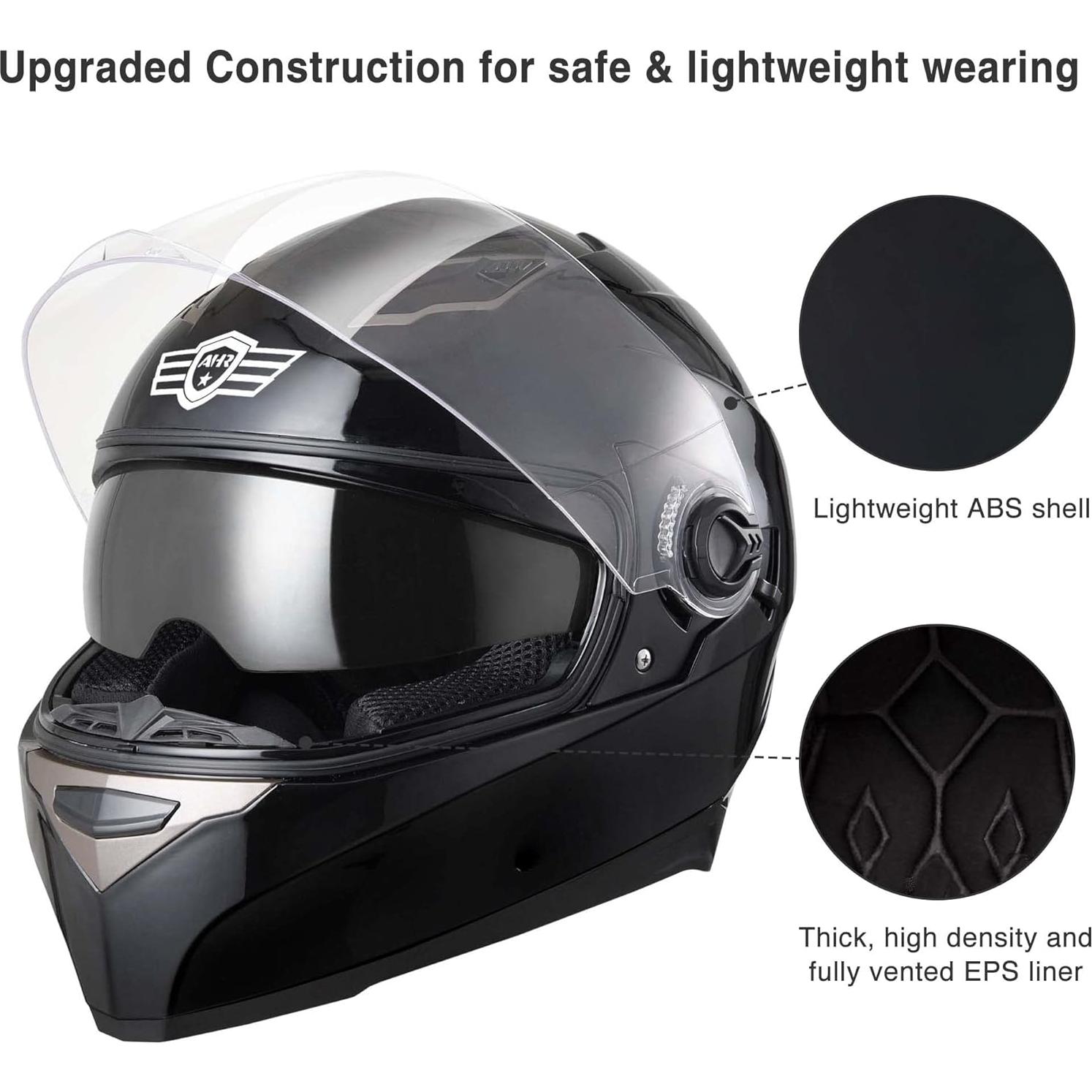 Casco AHR RUN-F1 Negro Pequeño Doble Visor DOT