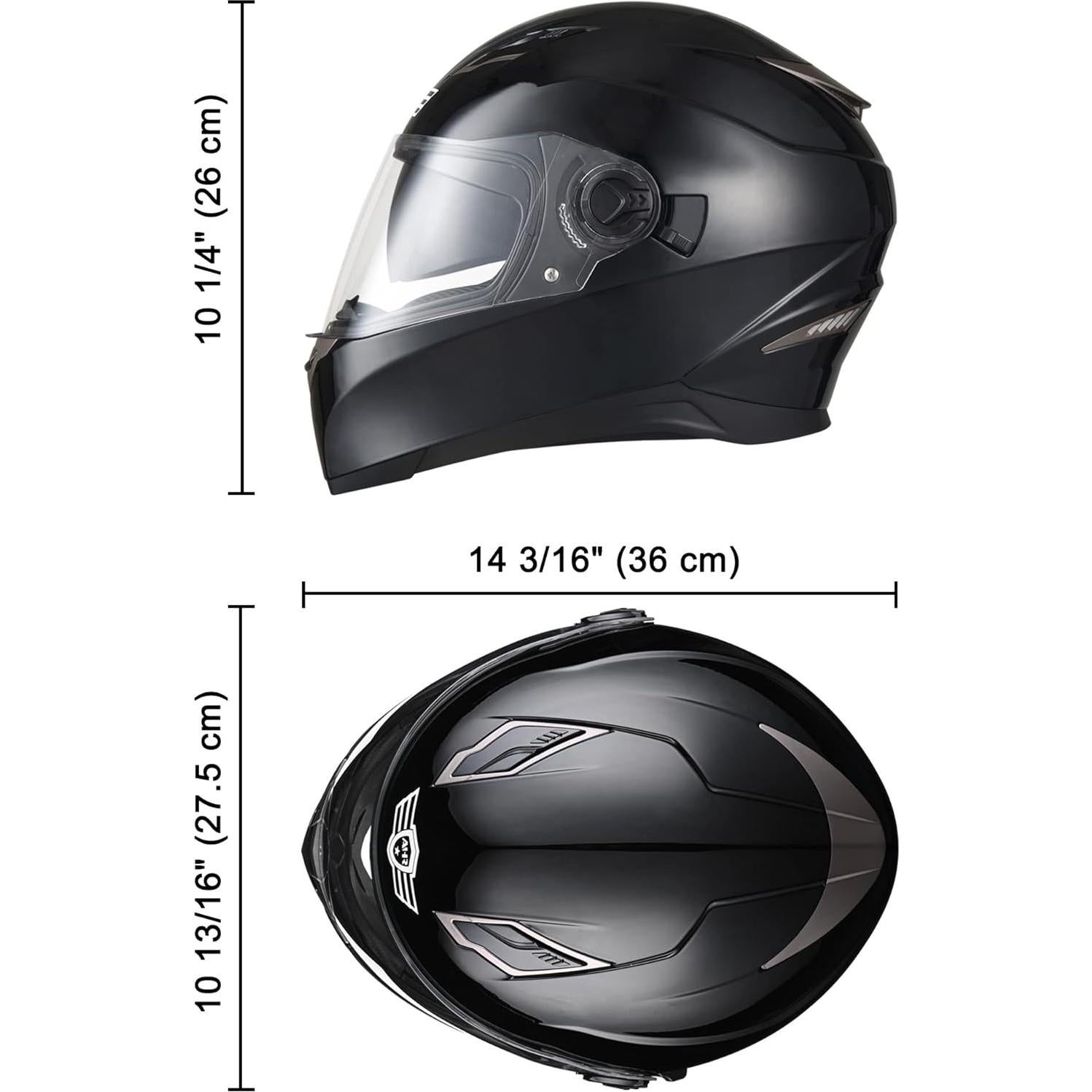 Casco AHR RUN-F1 Negro Pequeño Doble Visor DOT