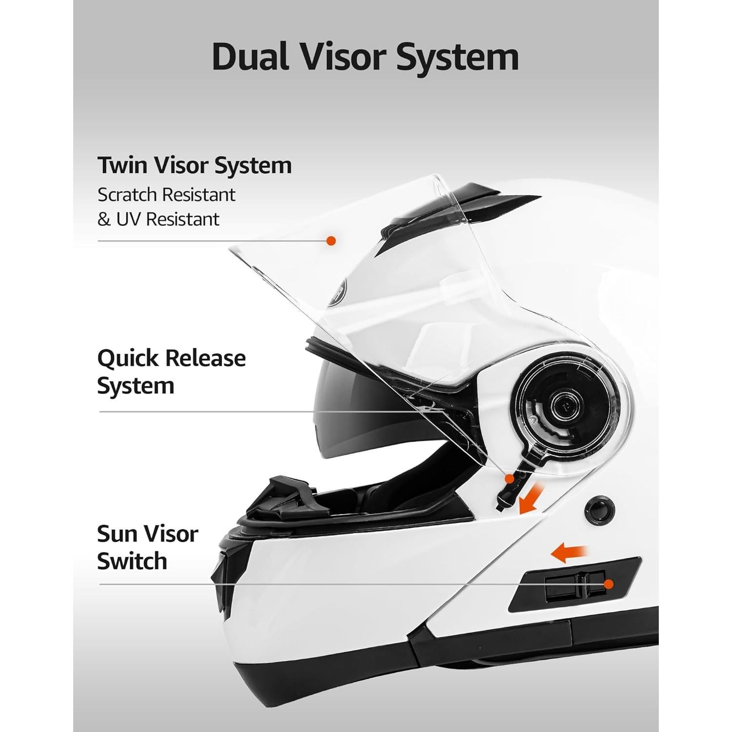 YEMA Casco Modular Motocicleta YM-926 Negro Mate Doble Lente