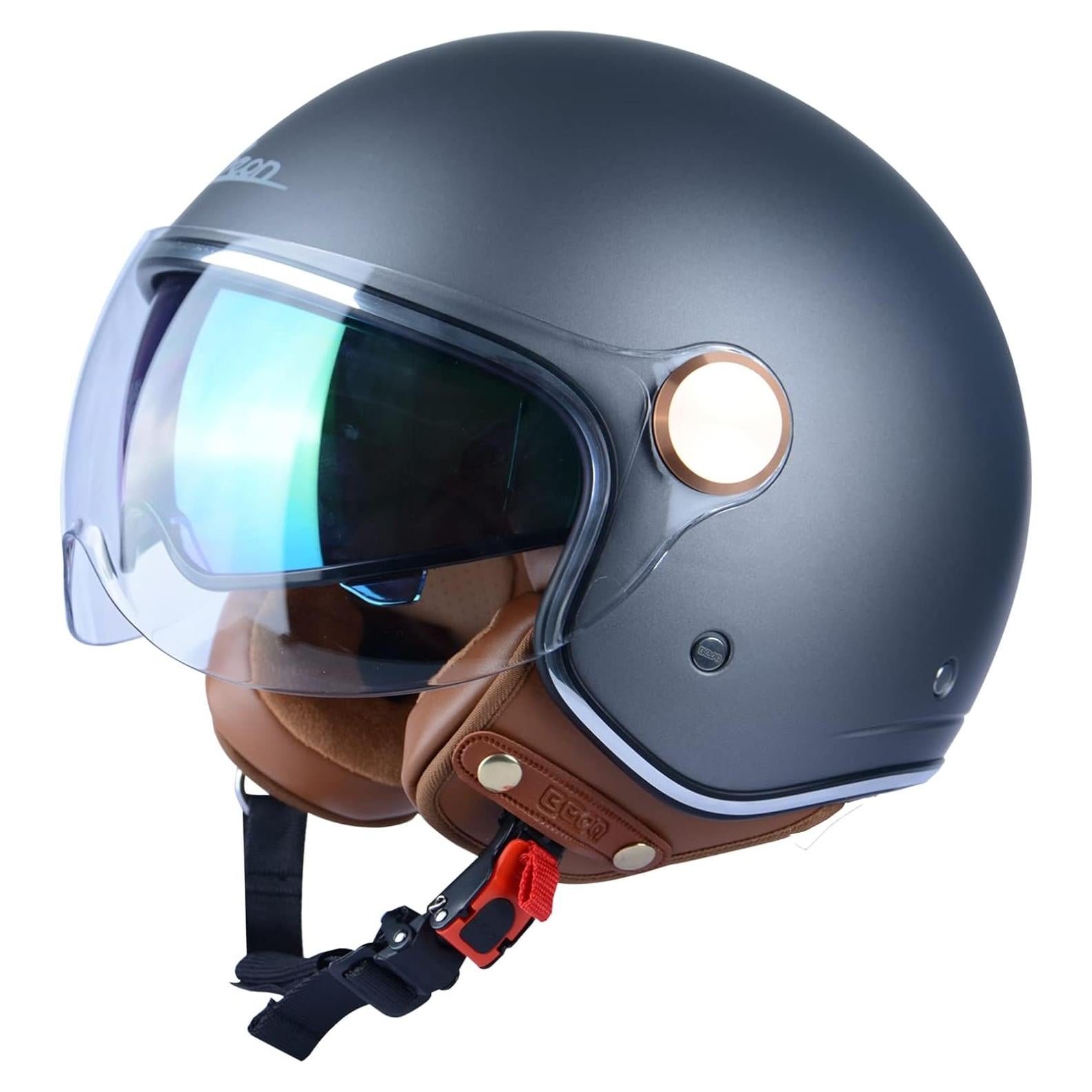 Casco de Moto BEON B-120 Retro Doble Visera Unisex