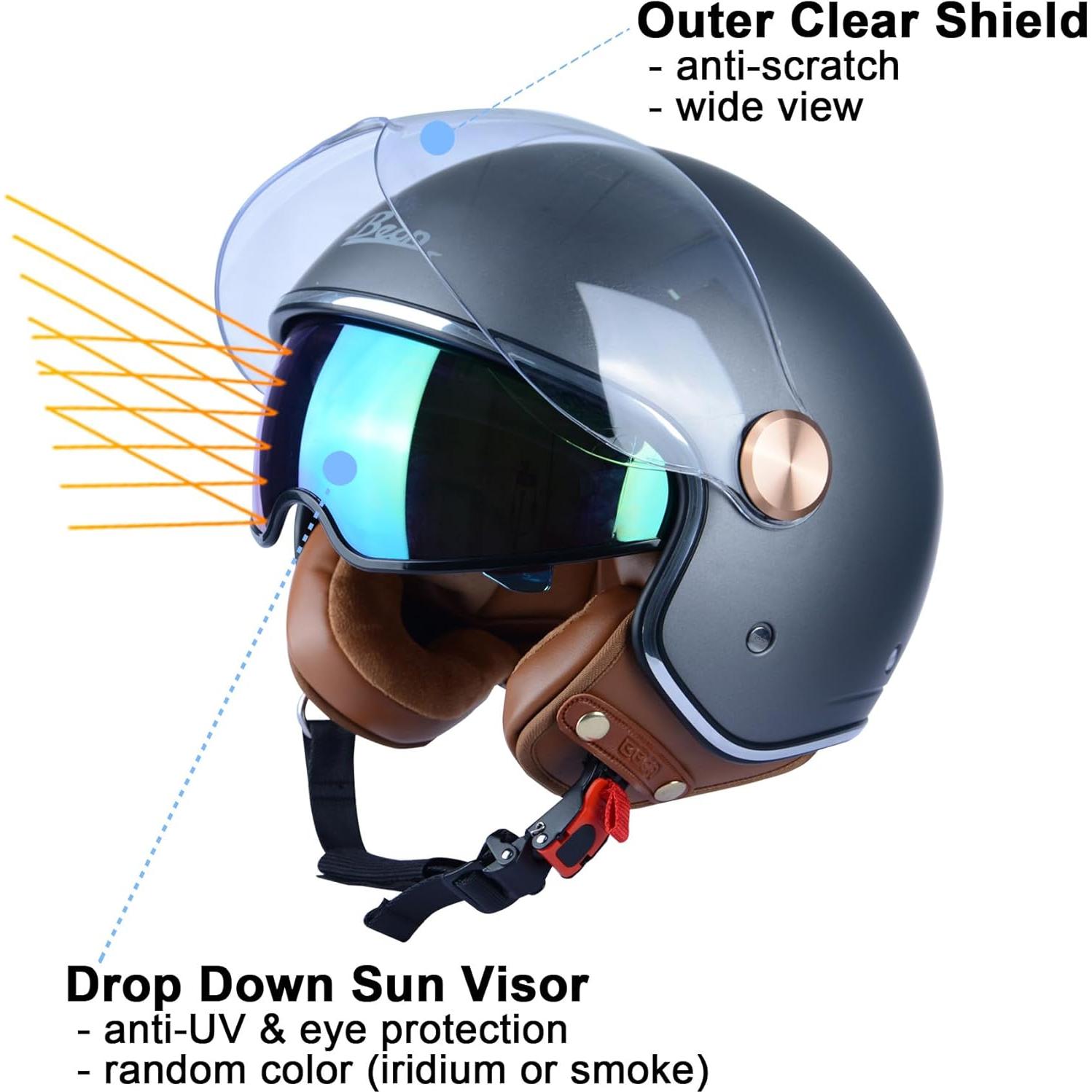 Casco de Moto BEON B-120 Retro Doble Visera Unisex