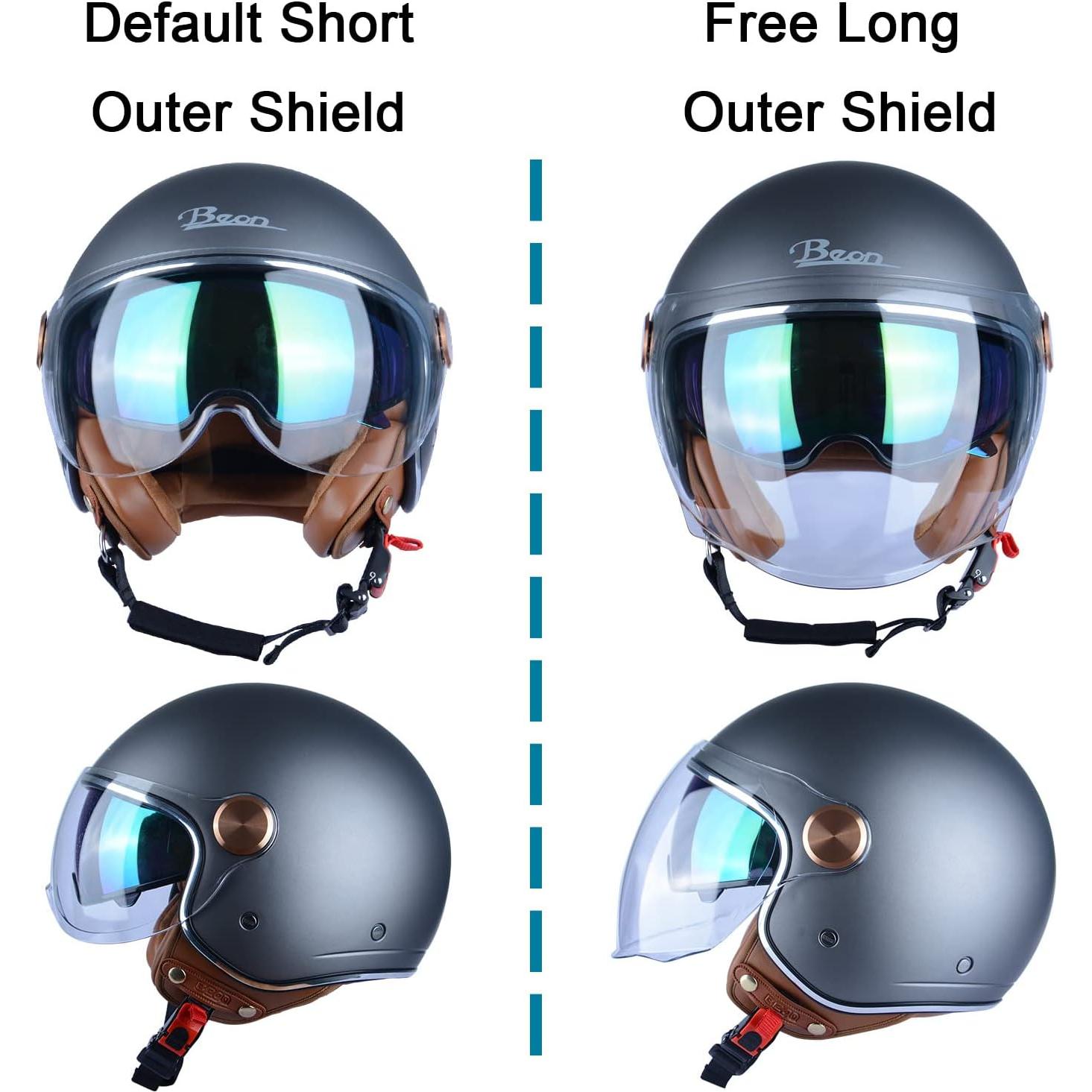 Casco de Moto BEON B-120 Retro Doble Visera Unisex