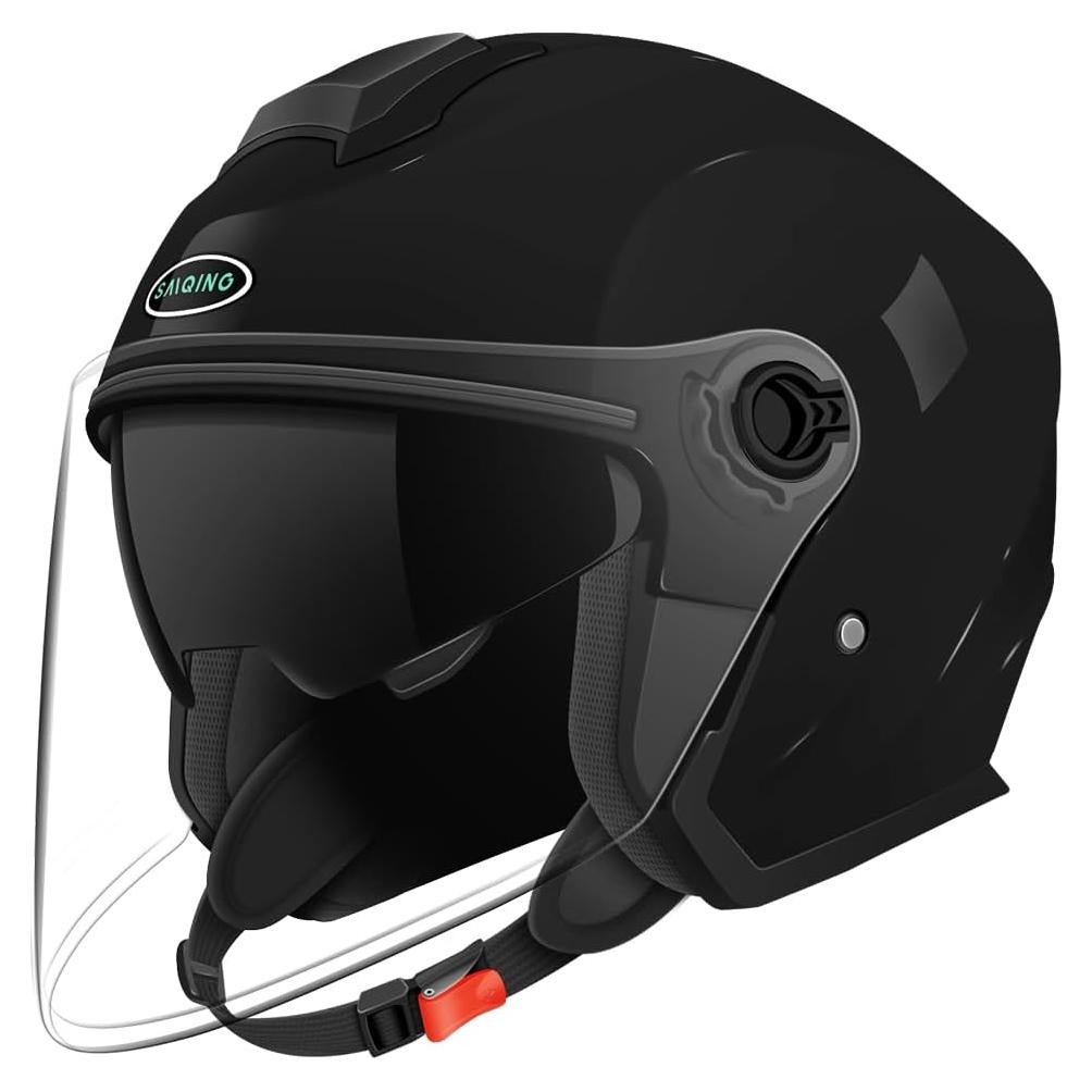 Casco Abierto SanQing 3/4 para Motocicleta Negro Mediano