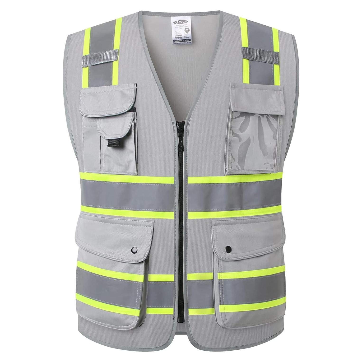 Chaleco de Seguridad JKSafety Hi-Vis 9 Bolsillos XL Gris