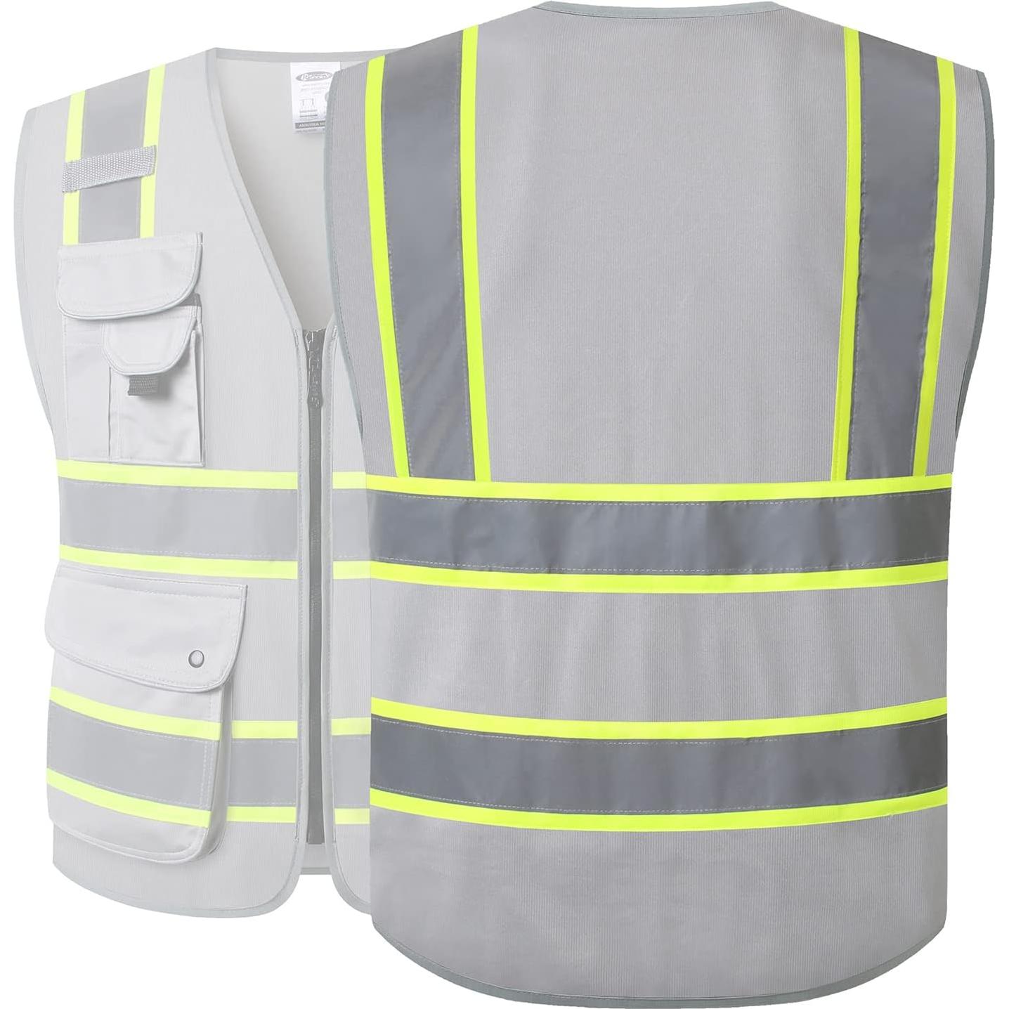 Chaleco de Seguridad JKSafety Hi-Vis 9 Bolsillos XL Gris