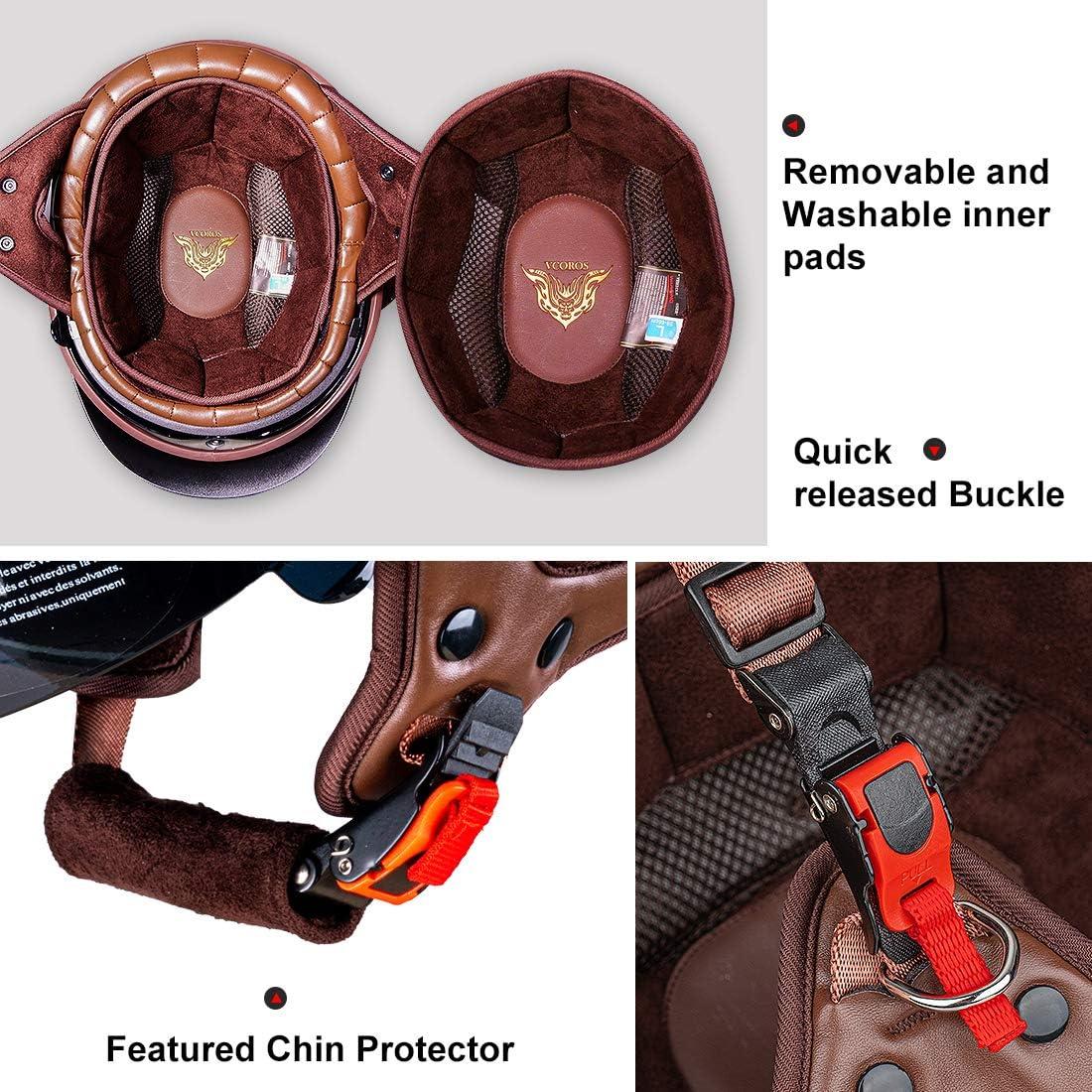 Casco de motocicleta VCOROS F-07 con visera solar y hebilla M