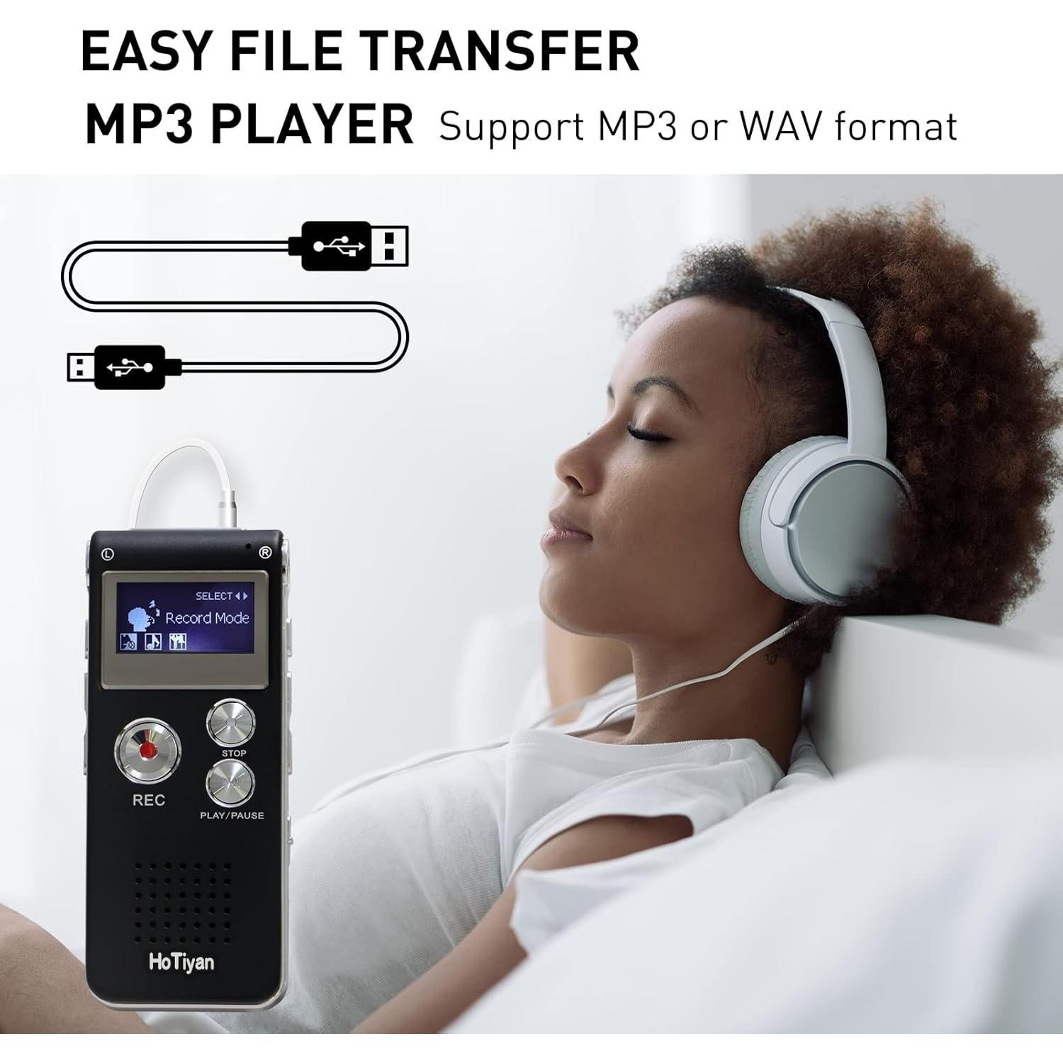 Grabadora de Voz HoTiyan 16GB Activada por Voz USB