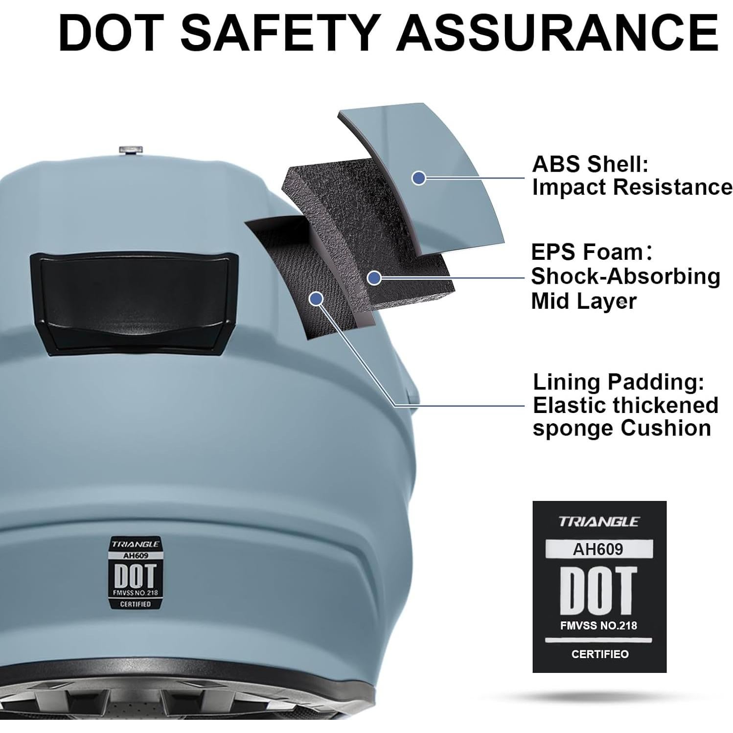 Casco Triangle AH609 Dual Sport para Motocicleta Gris