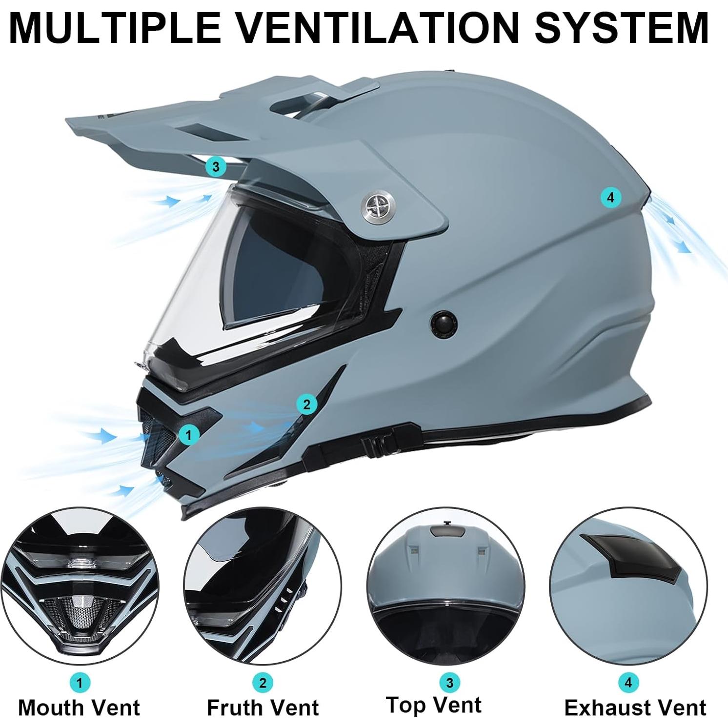 Casco Triangle AH609 Dual Sport para Motocicleta Gris