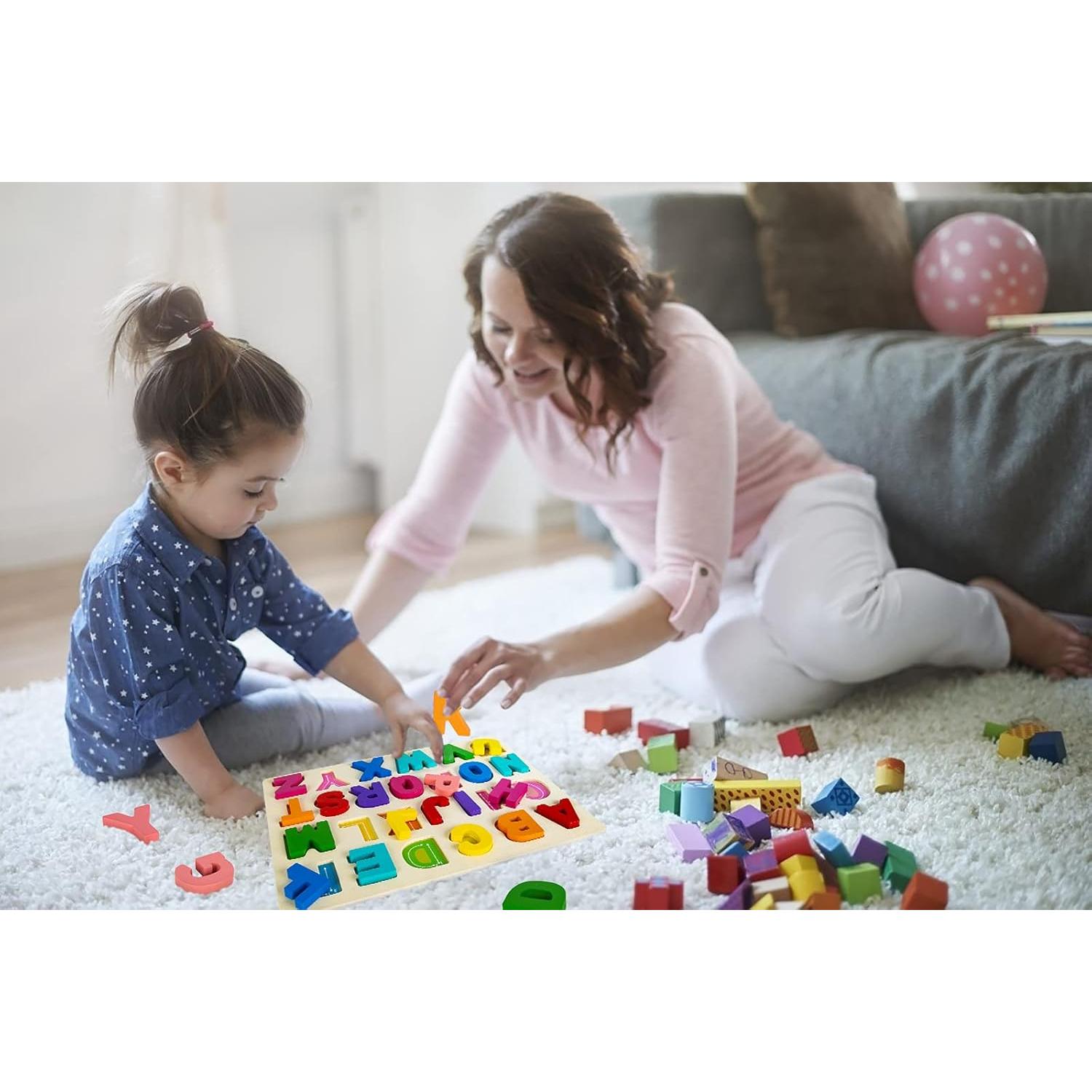 Rompecabezas de Alfabeto de Madera Attmu para Niños 3-5 Años